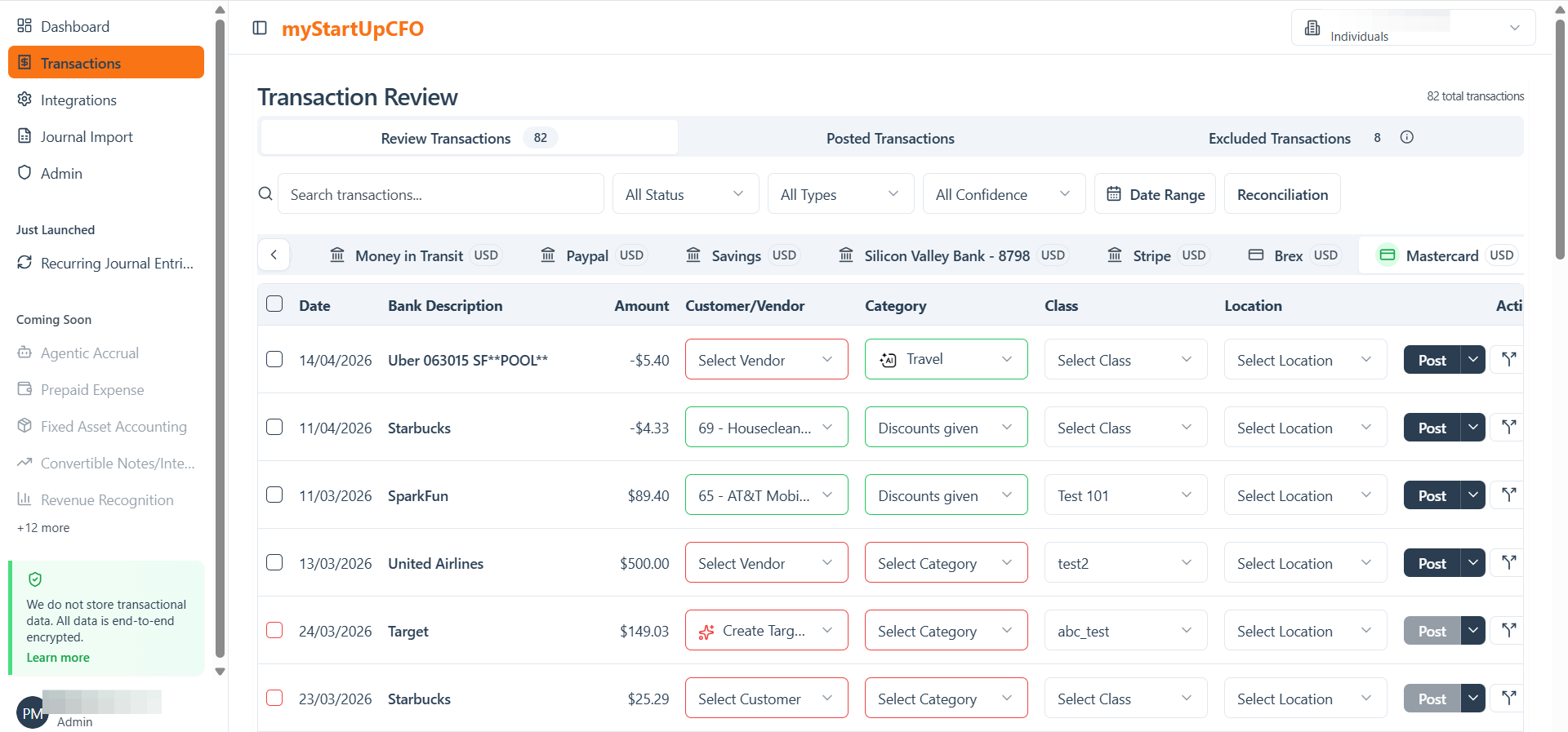 Step #1: Go to Review Transactions of Transactions tab