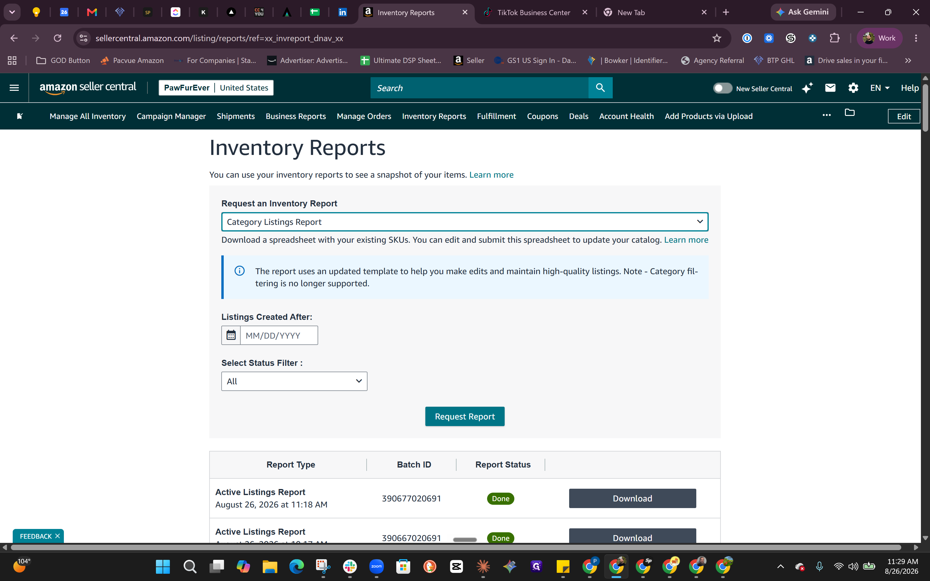 Step #3: Click Request Report to generate the export file.