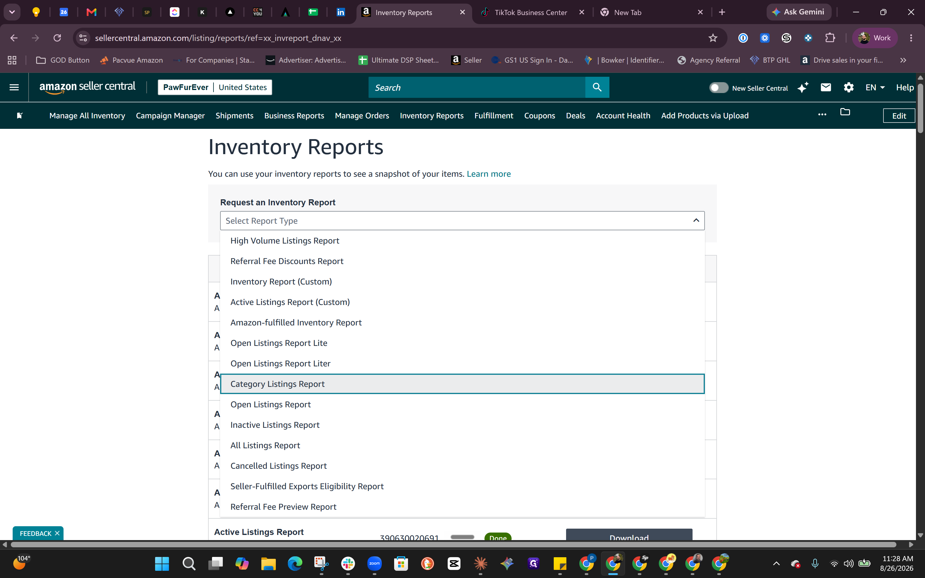 Step #2: Select Category Listings Report from the Select Report Type dropdown menu.