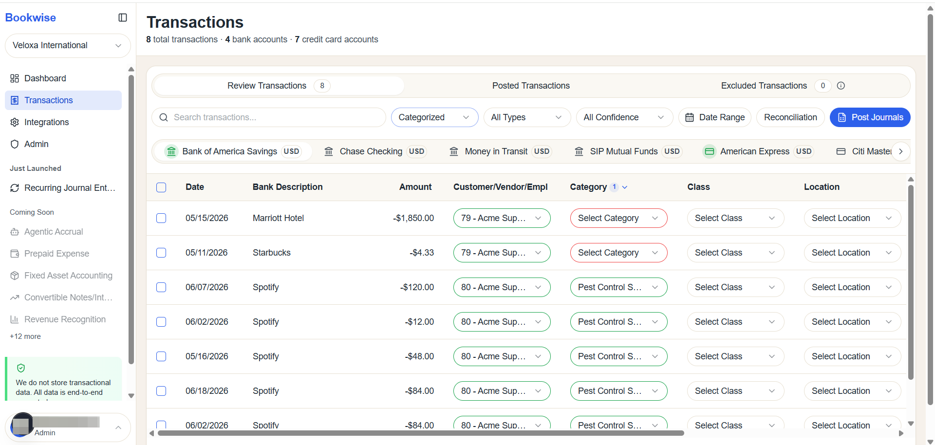 Step #4: Categorized is selected, only transactions with the categorized status will be shown.