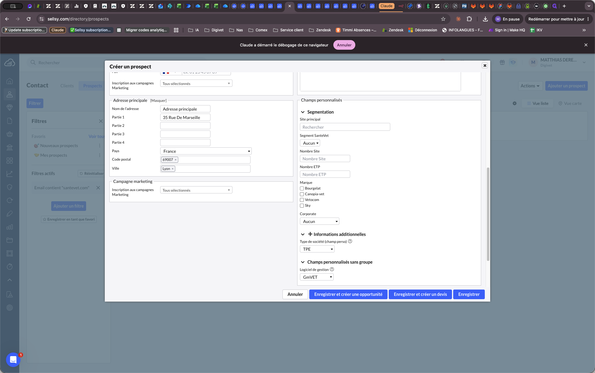 Step #7: Dans la section de segmentation, cliquez sur Marque et cochez la ou les marques pour lesquelles le prospect vous a contacté (ex: PMS et/ou Canopia).
