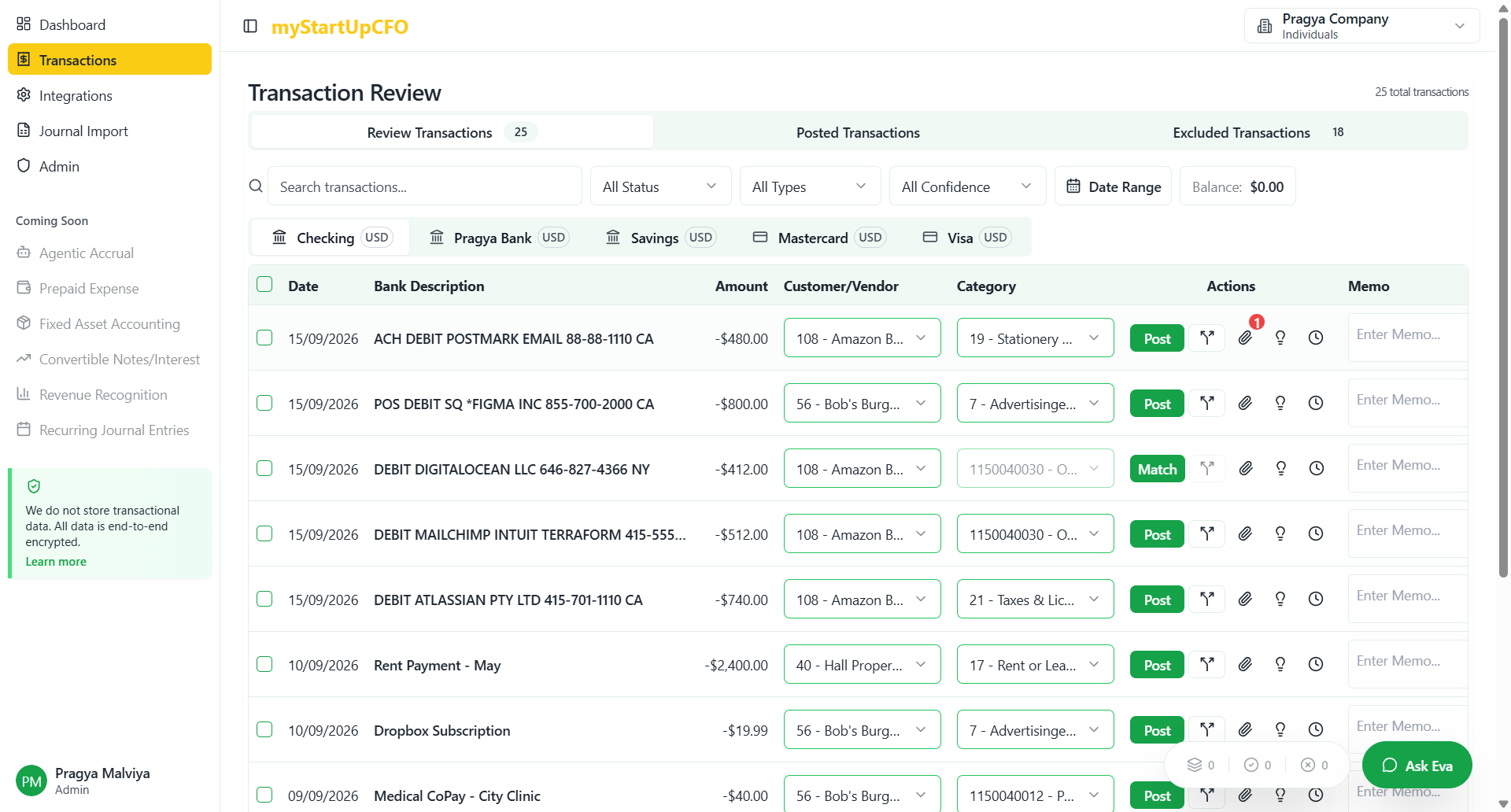 Step #2: Select Transaction which you want to post