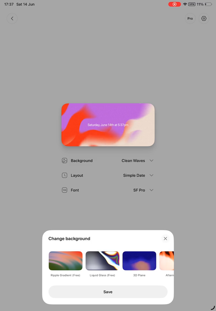 Step #15: From the horizontal list of themes in the 'Change background' pop-up, tap the '3D Plane' background option.