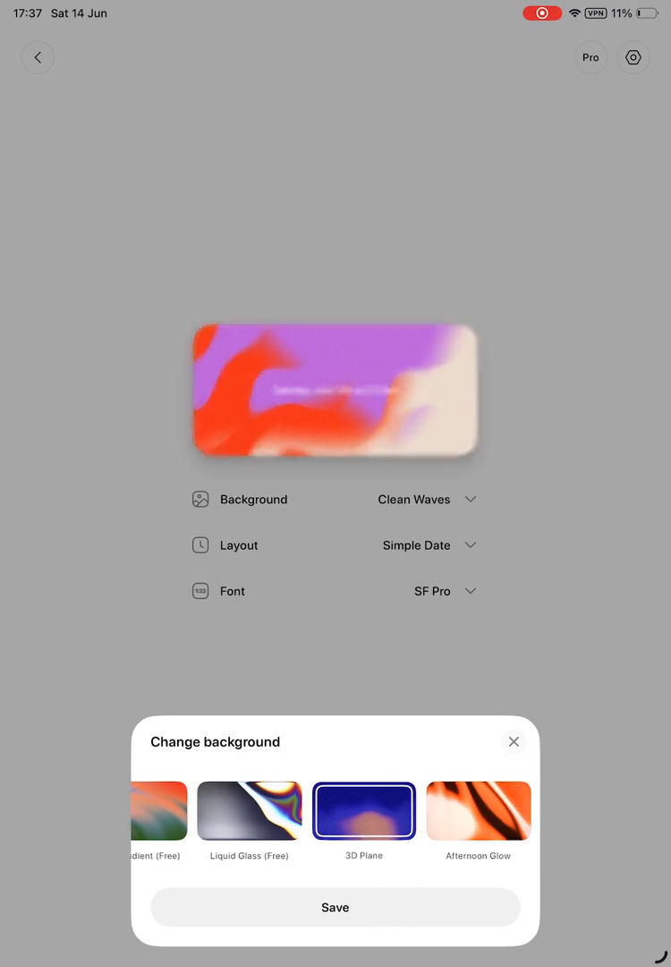 Step #16: Tap the 'Save' button, located at the bottom of the 'Change background' pop-up.