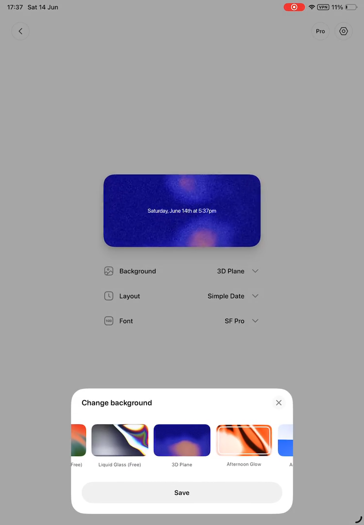 Step #4: From the horizontal list of themes in the 'Change background' pop-up, tap the 'Angle Gradient' background option.