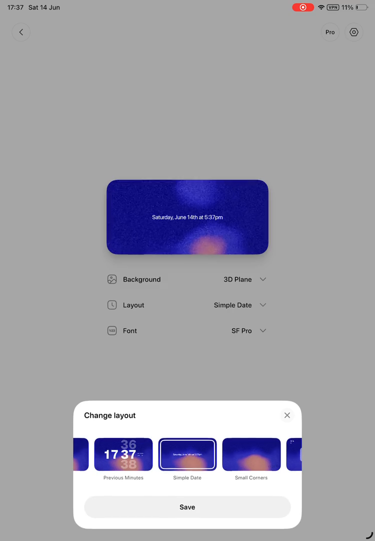 Step #18: In the 'Change layout' pop-up, tap the 'Plainout Minutes' layout option from the horizontal list of layouts.