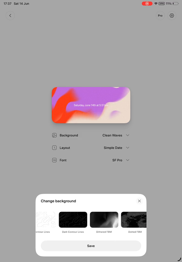 Step #13: In the 'Change background' pop-up, swipe right across the horizontal list of background themes to reveal previous options.