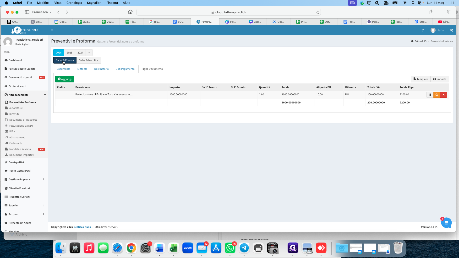 Step #12: Click Salva & Ritorna to save your changes and return to the main document list.
