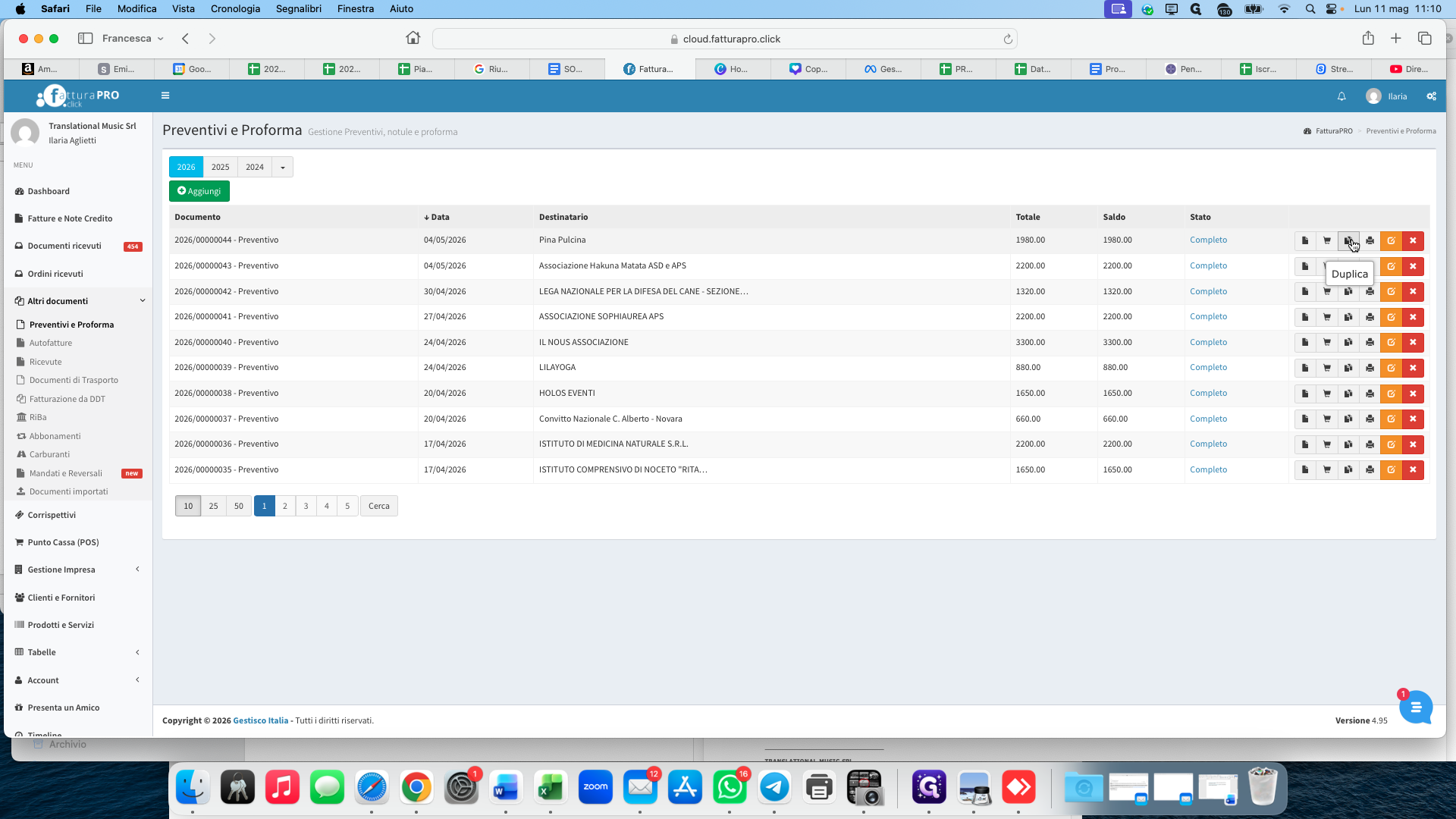 Step #2: Find the document you want to copy and click the Duplicate icon in the action column.