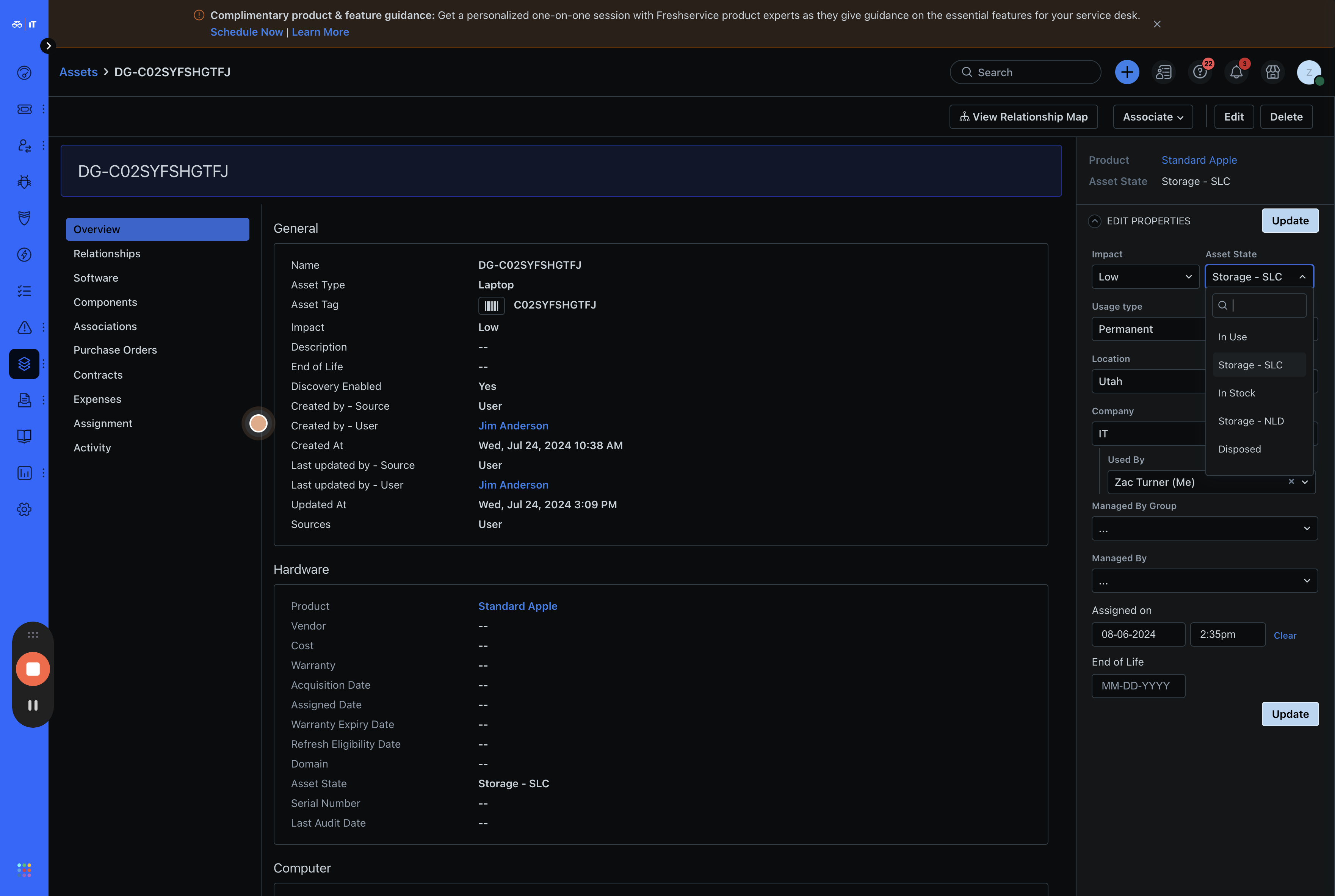 Step #8: Click on "Asset State"