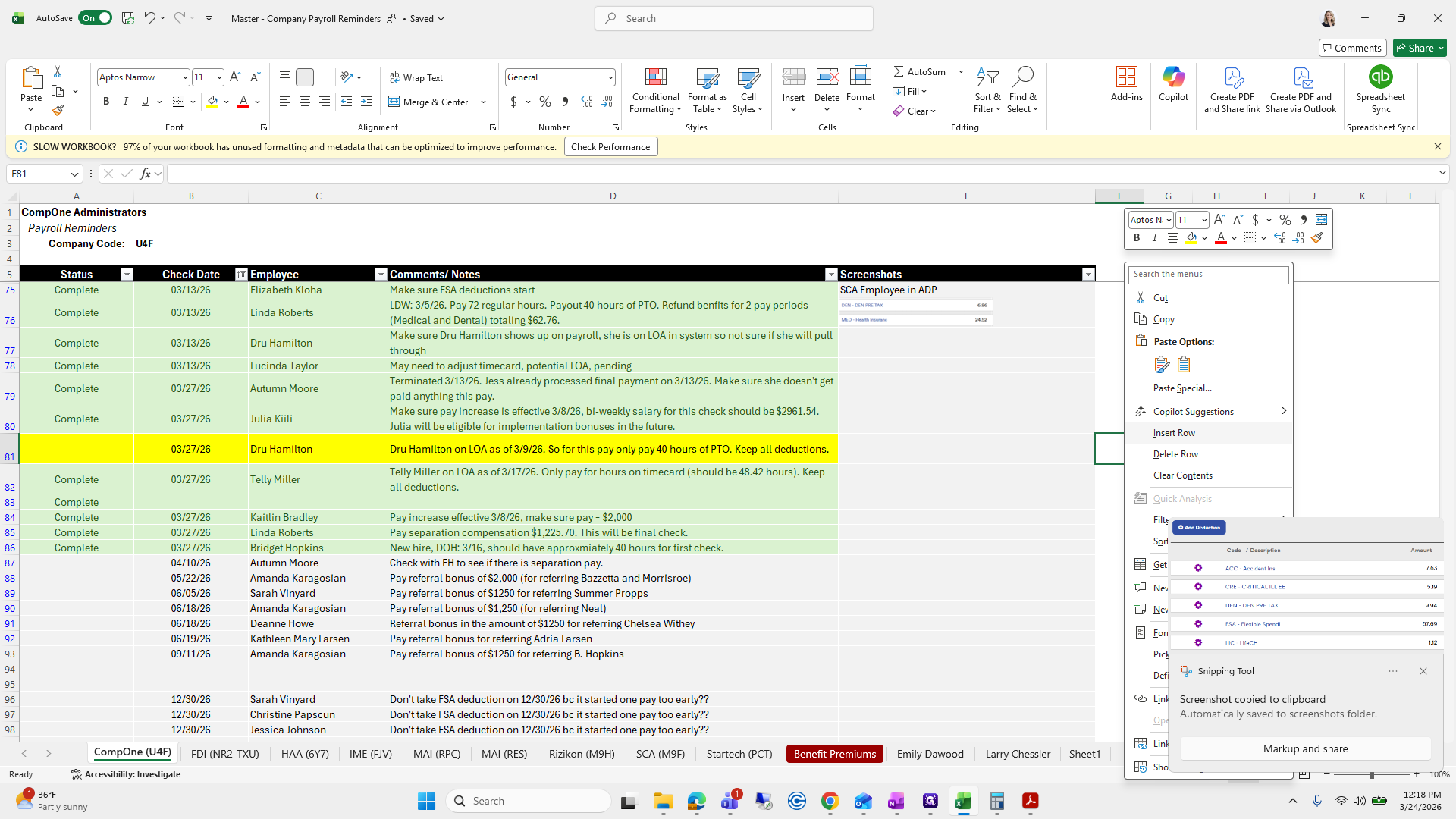 Step #159: Right-click on "Insert Row"