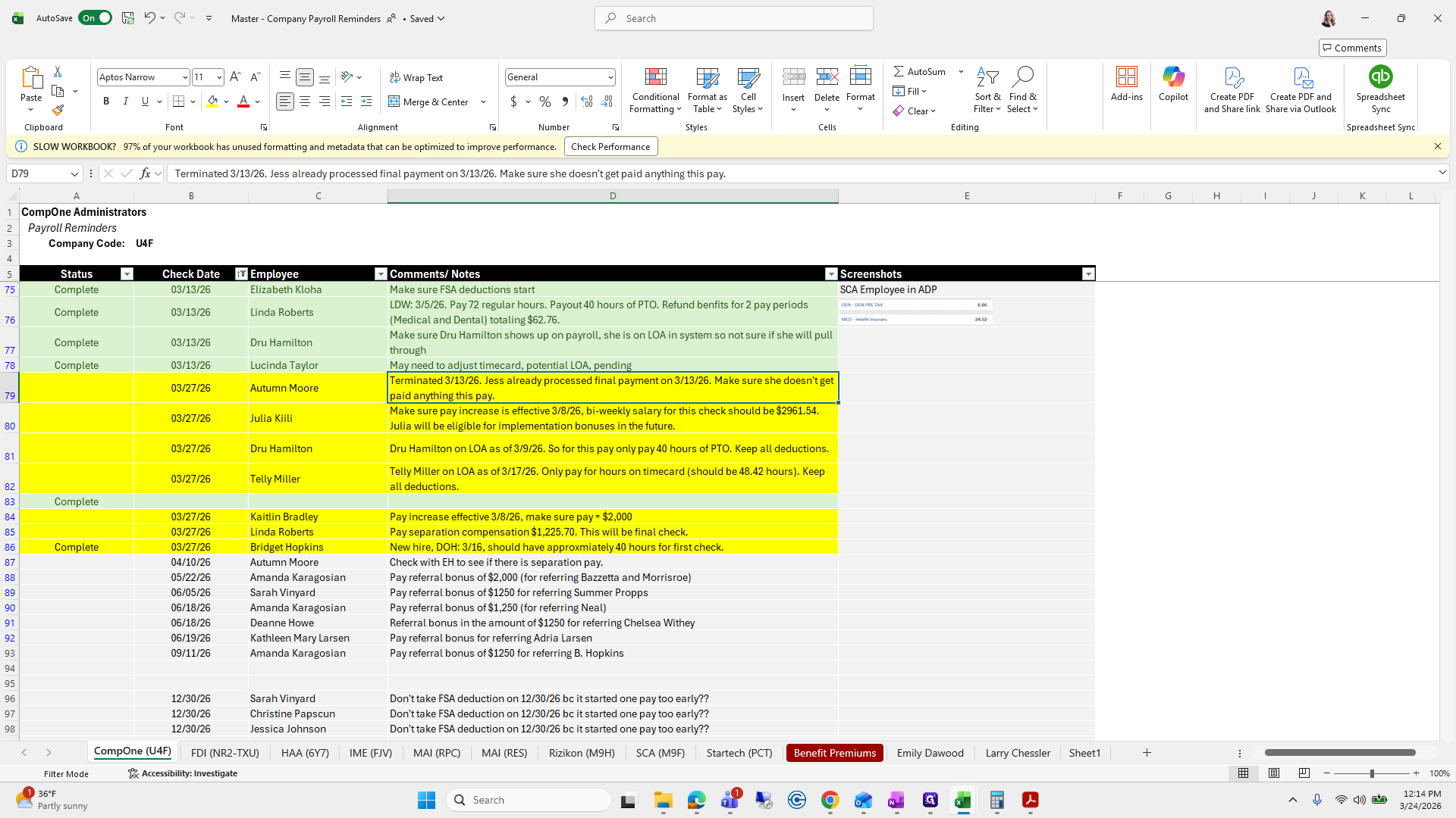 Step #40: Click on "Jess already processed final payment on 3/13/26"