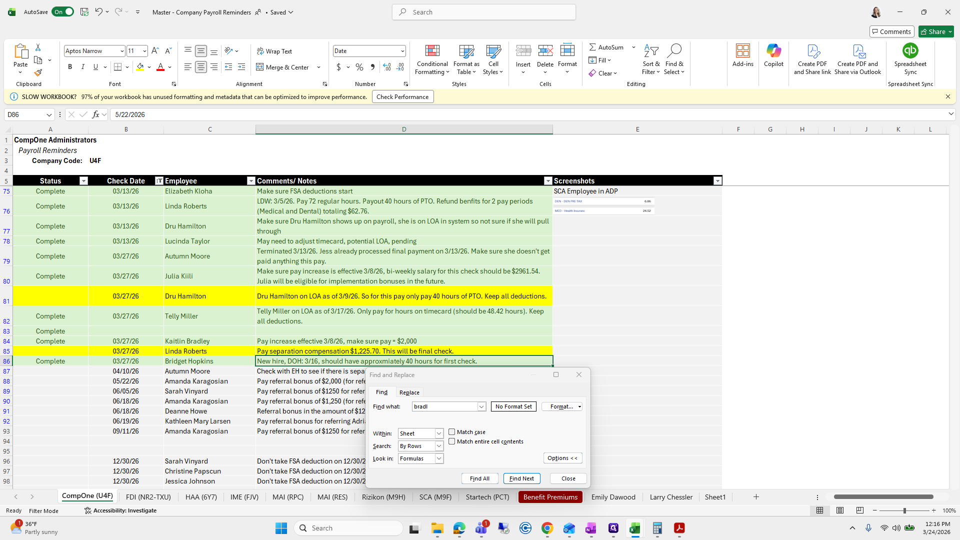 Step #118: Click on "Pay separation compensation $ 1,225.70"