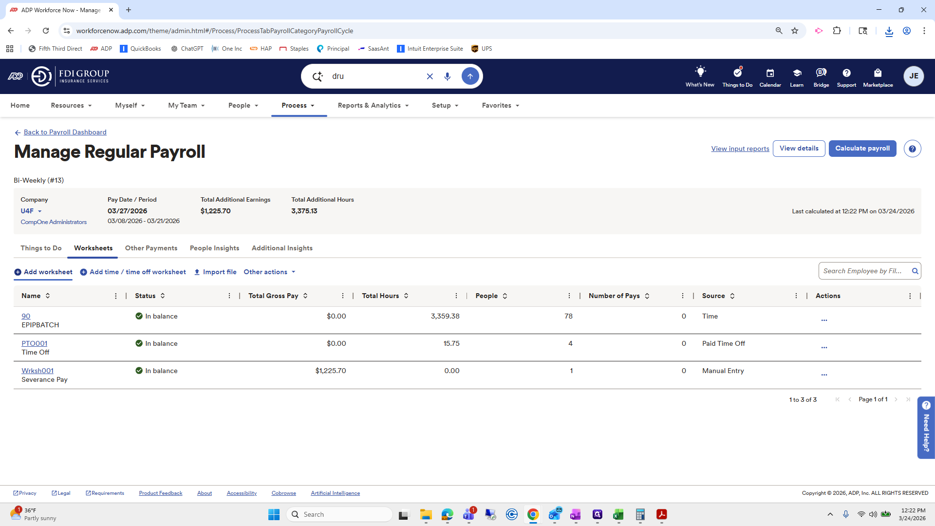 Step #227: Click on "+ Add worksheet + Add time / time off worksheet"