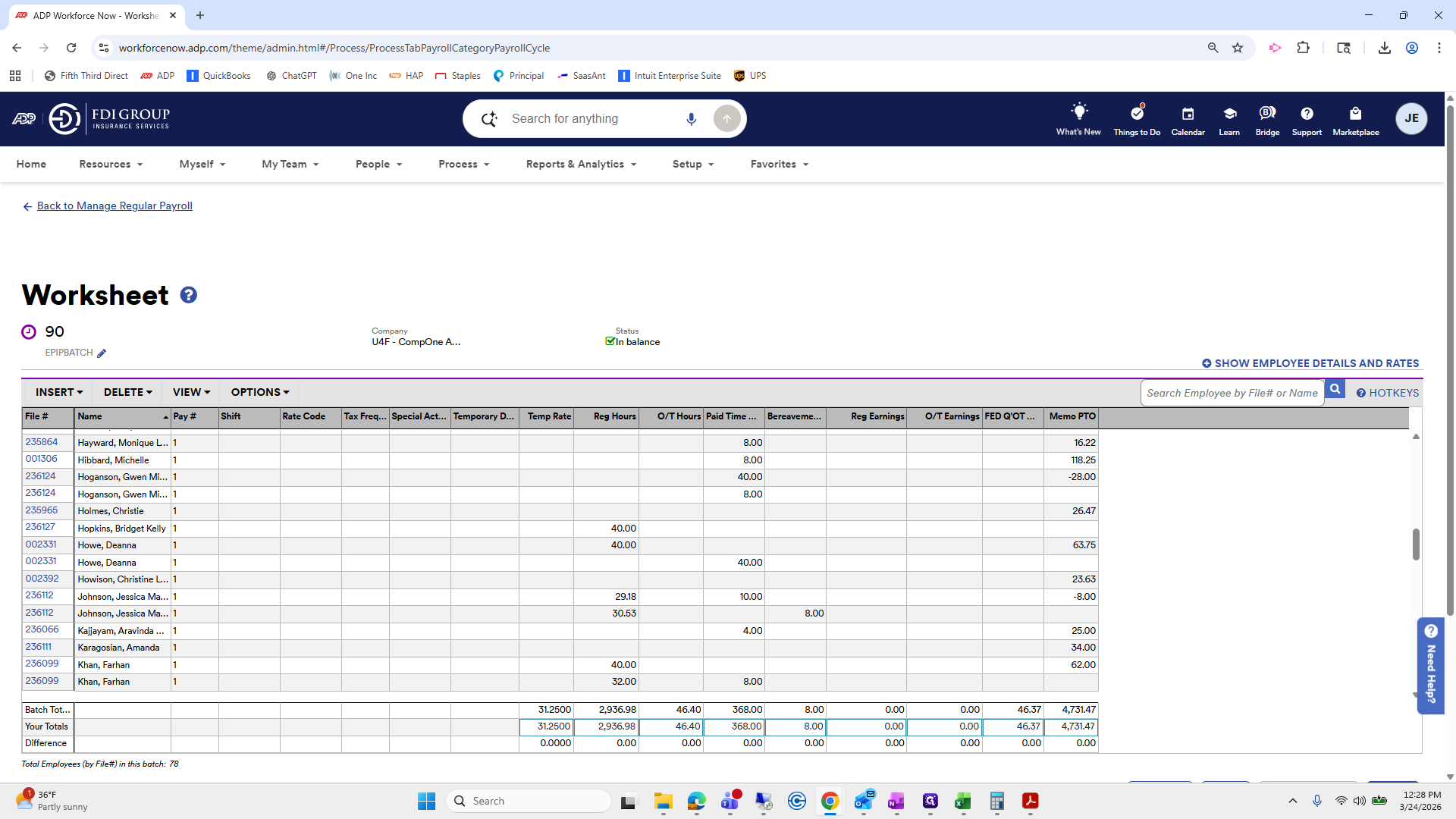 Step #279: Click on "Back to Manage Regular Payroll"