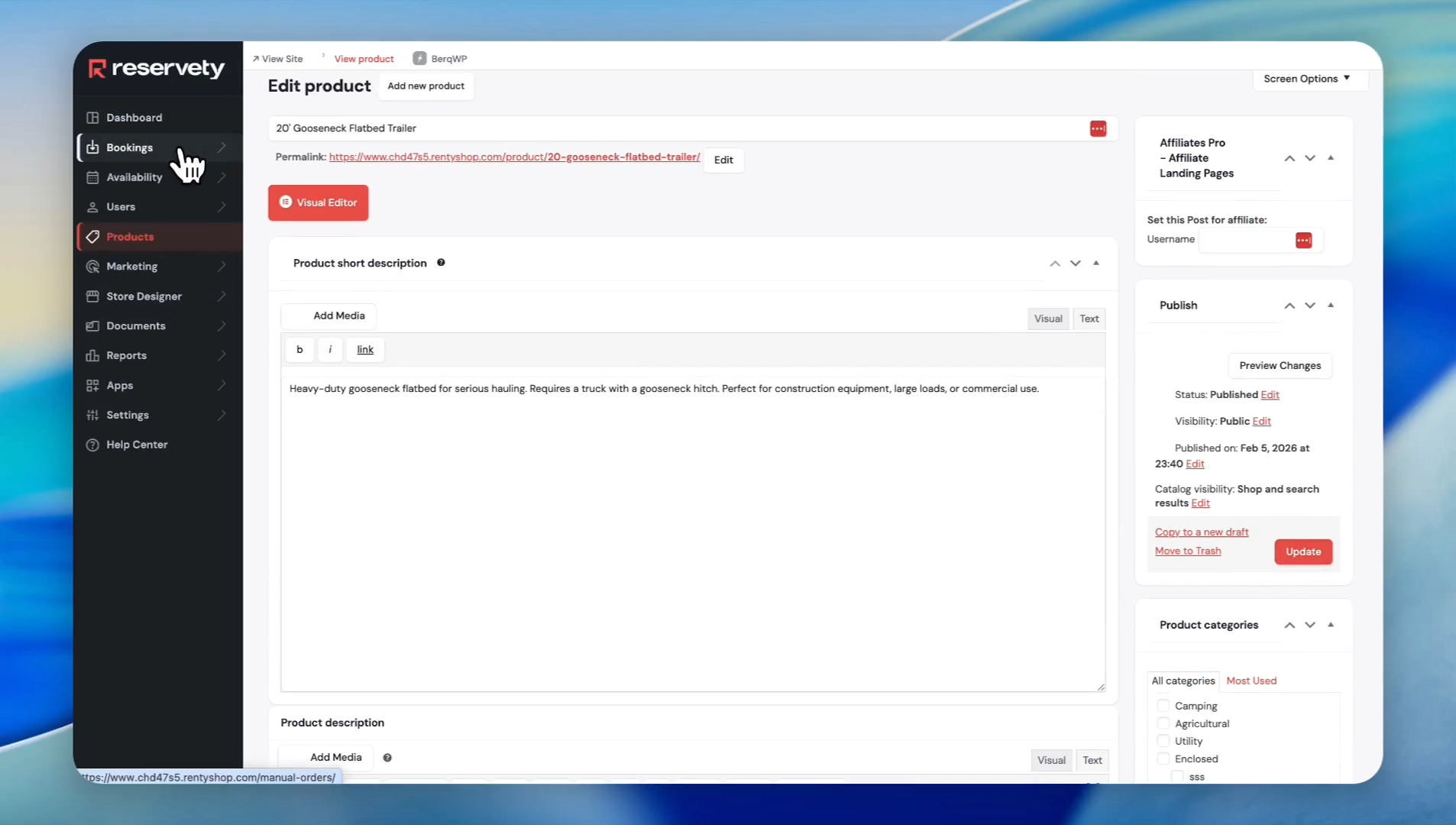Step #17: Return to the reports section by clicking Bookings.