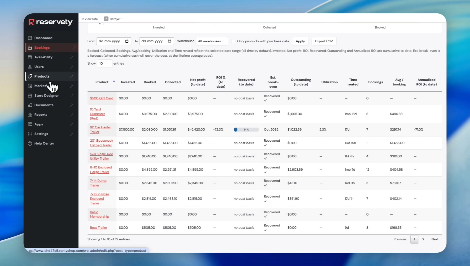Step #10: Click Products in the left navigation menu.