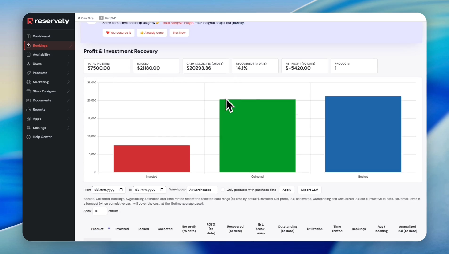 Step #3: Hover over the green Collected bar chart to view your total collected revenue.