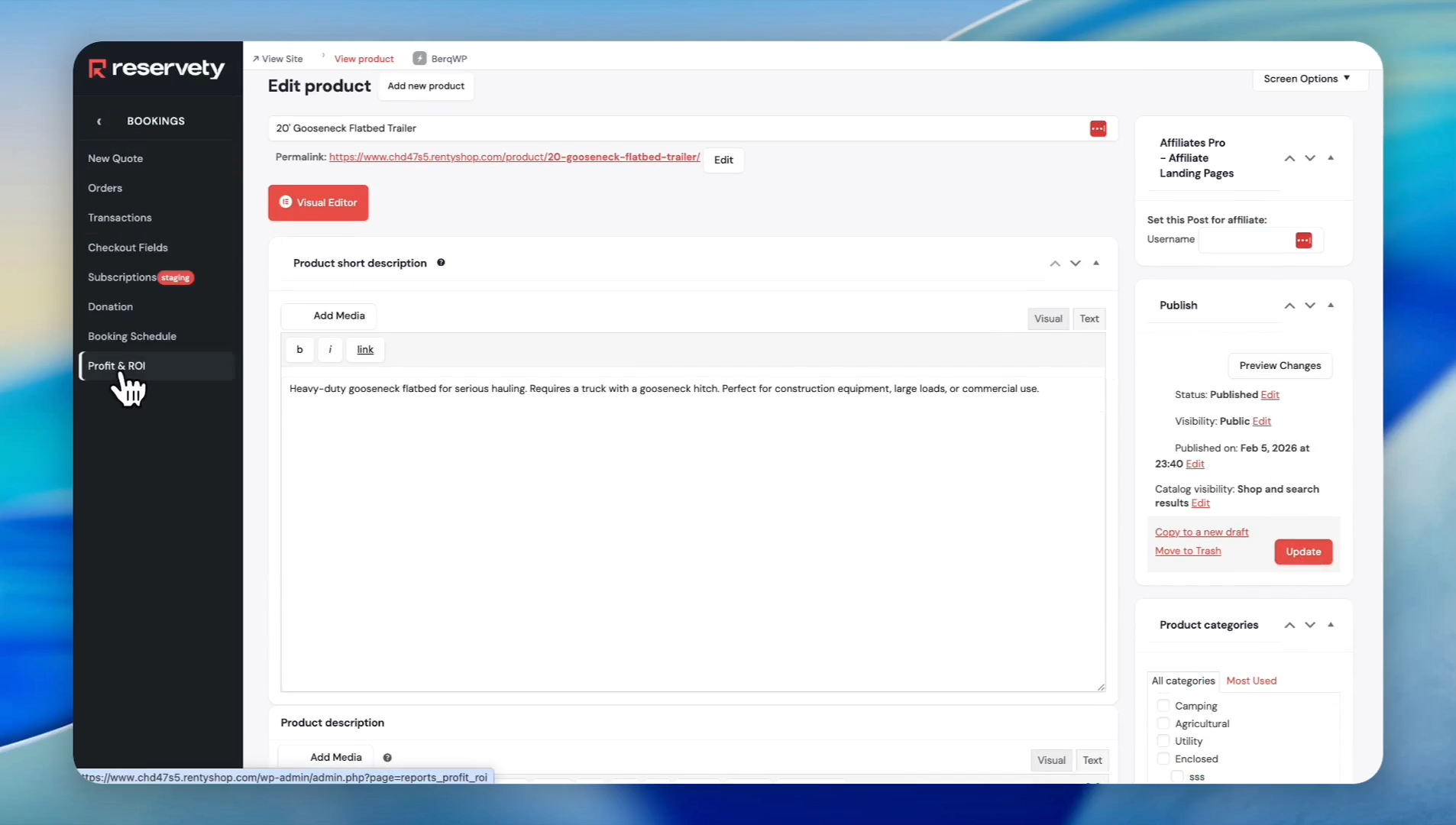 Step #18: Select Profit and ROI to view your updated metrics.