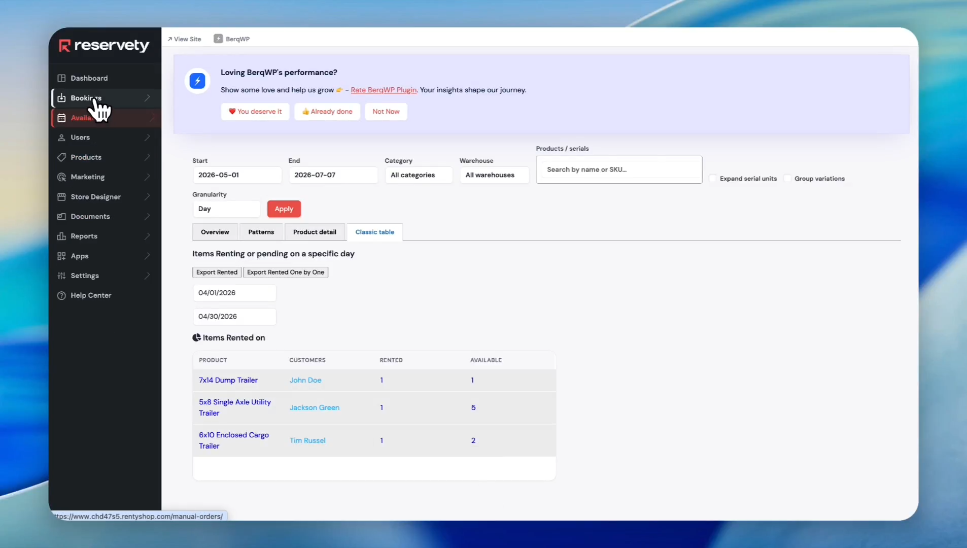 Step #1: Click Bookings in the left navigation sidebar.
