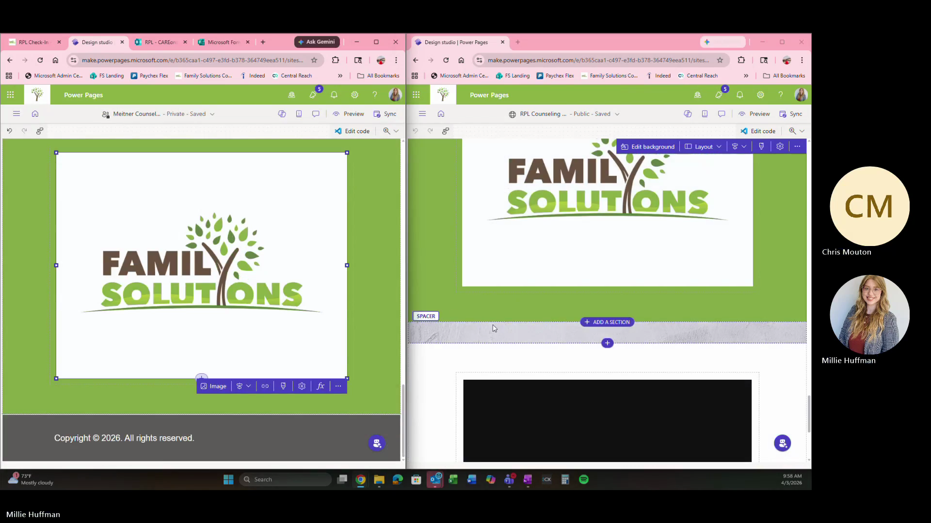 Step #1: Click Add a section to insert a spacer for layout balancing.