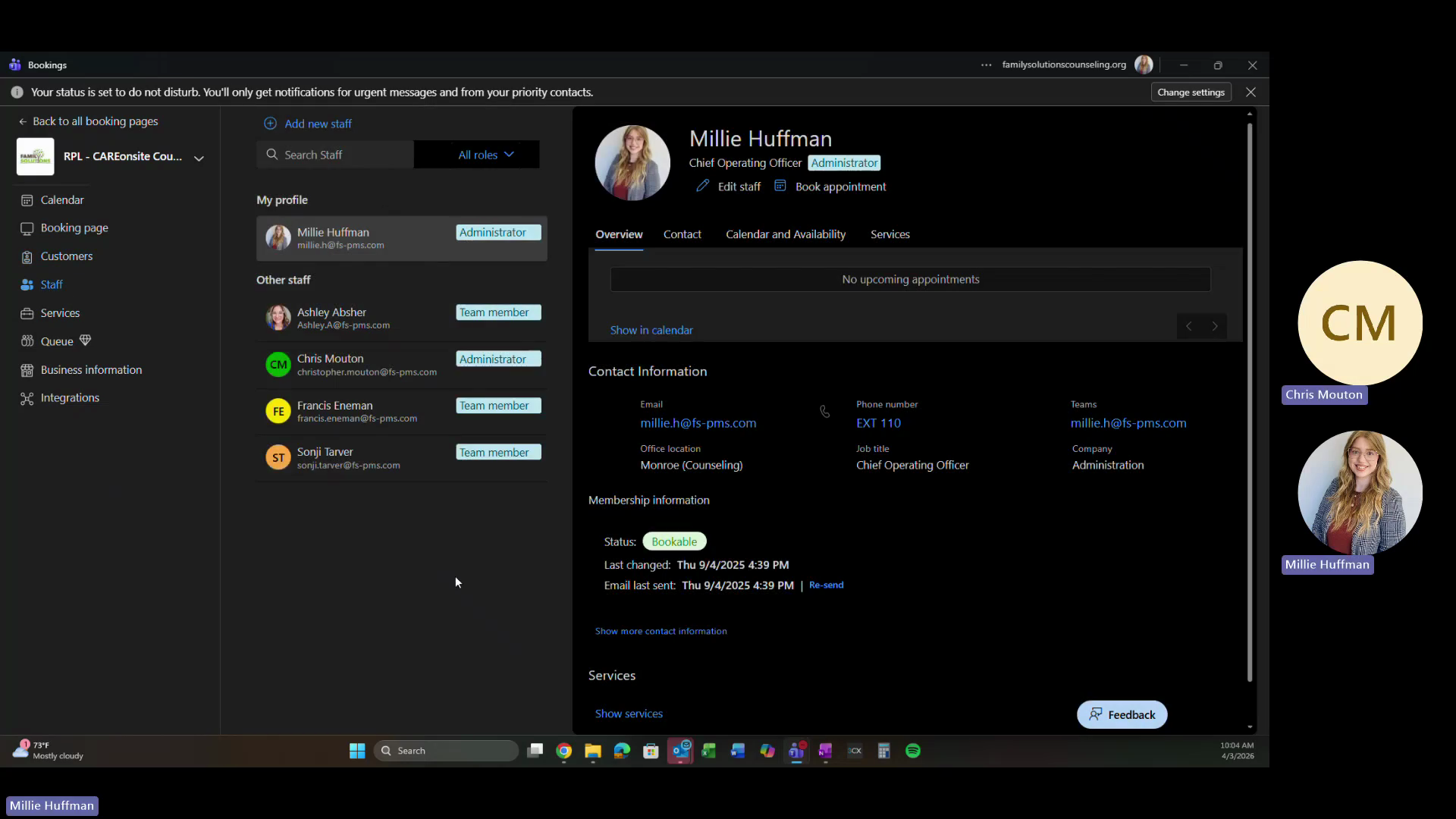 Step #2: Click the Edit (pencil) icon next to a staff member to adjust their availability.