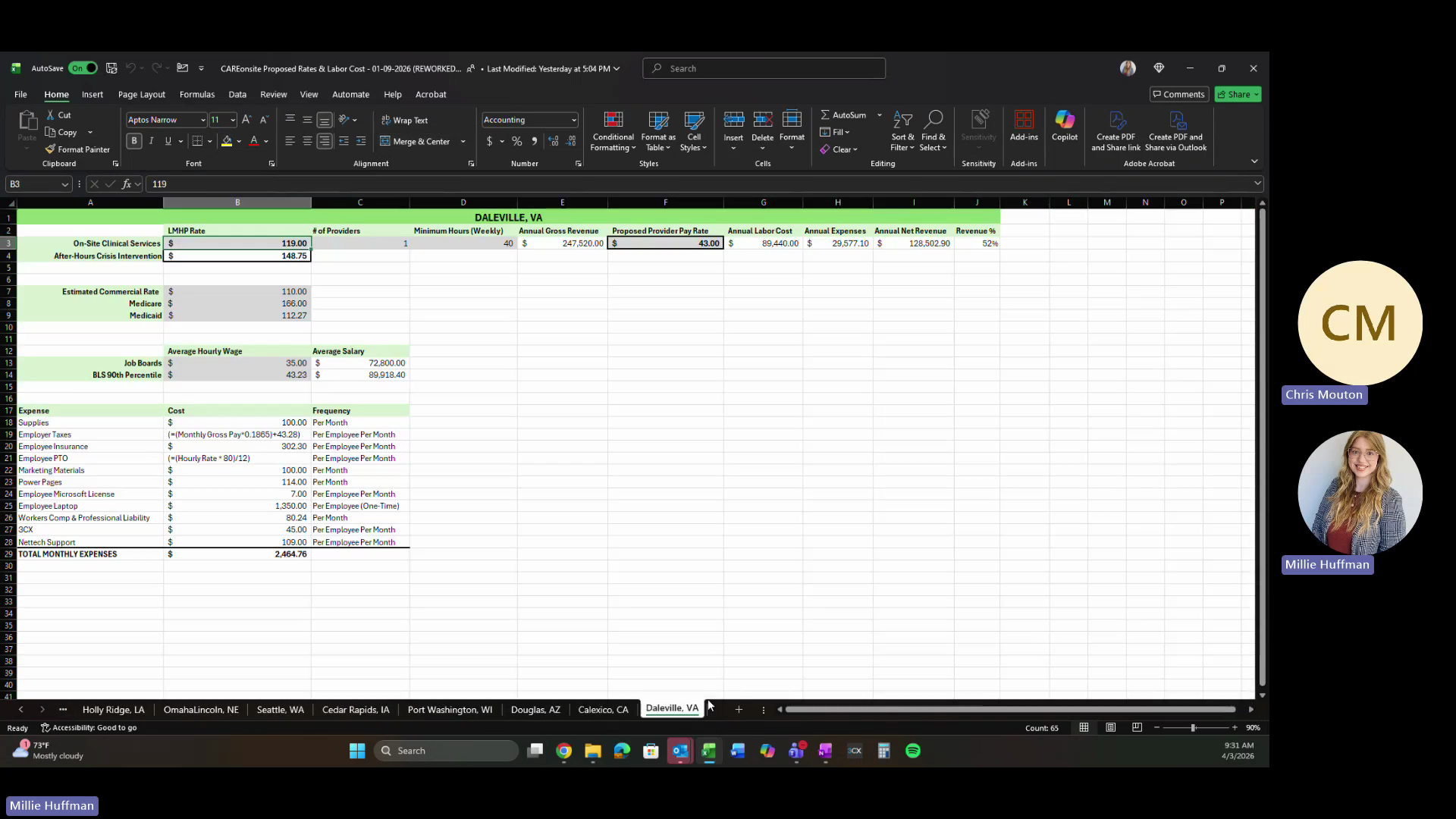 Step #1: Select an existing location sheet for reference, or copy the template to a new sheet to calculate labor costs for the incoming site.