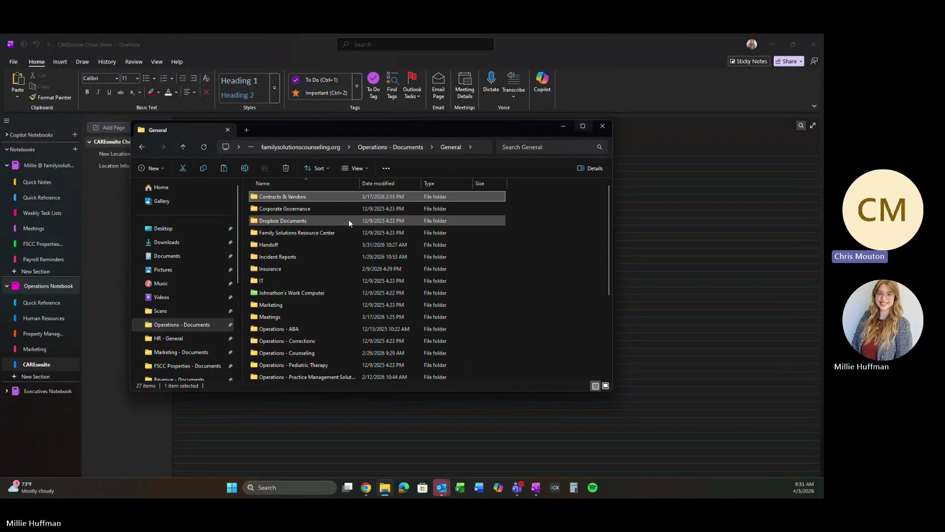 Step #1: Navigate back to the Operations - Documents folder.