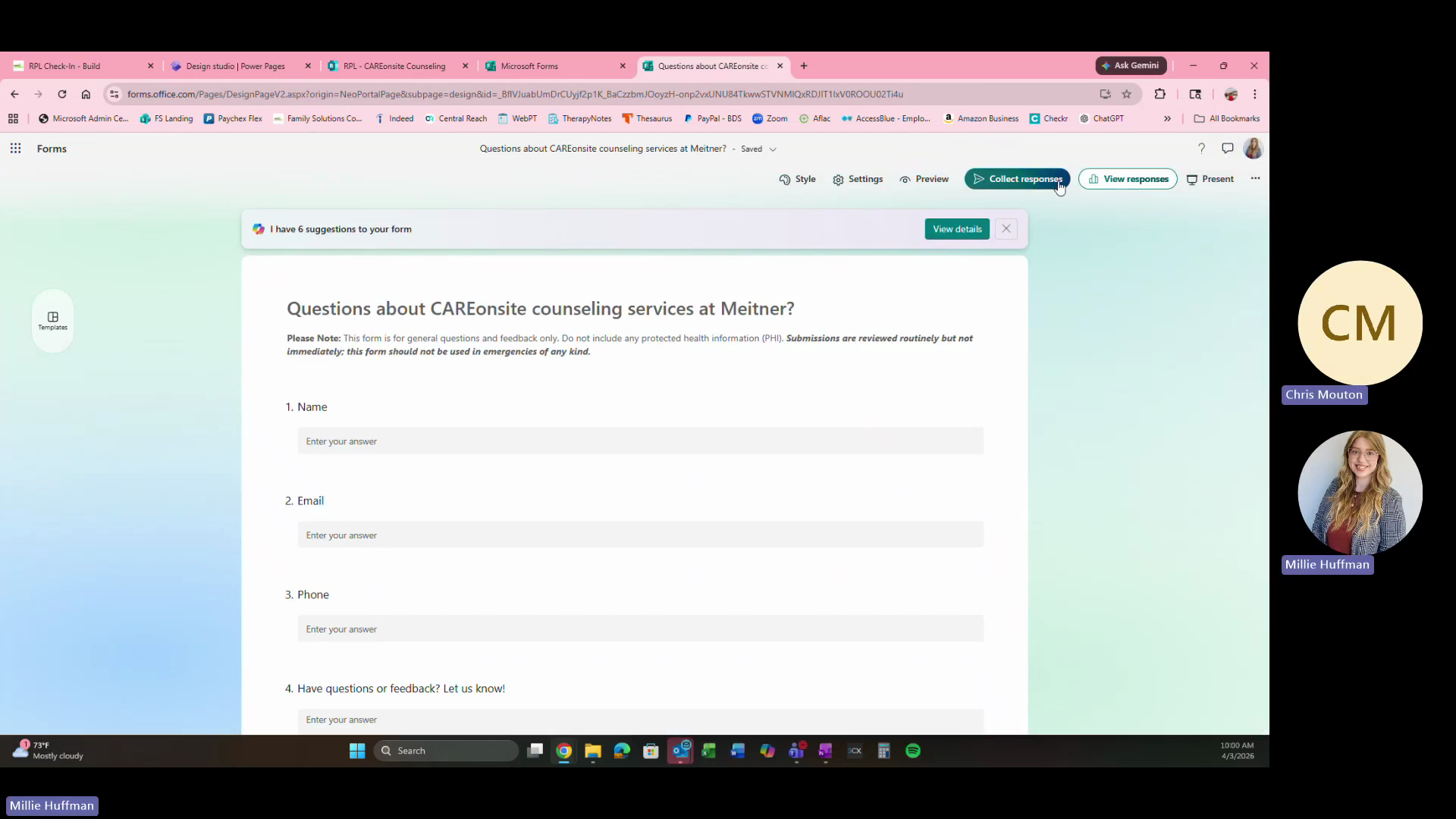 Step #3: Click Collect responses and click Copy link.