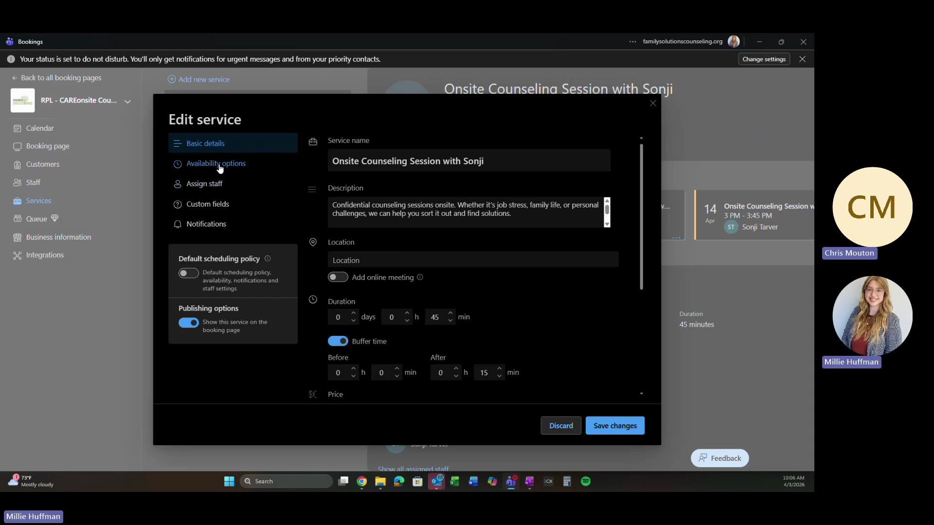 Step #1: Click Assign staff to ensure the correct counselor is linked to the location's specific service.