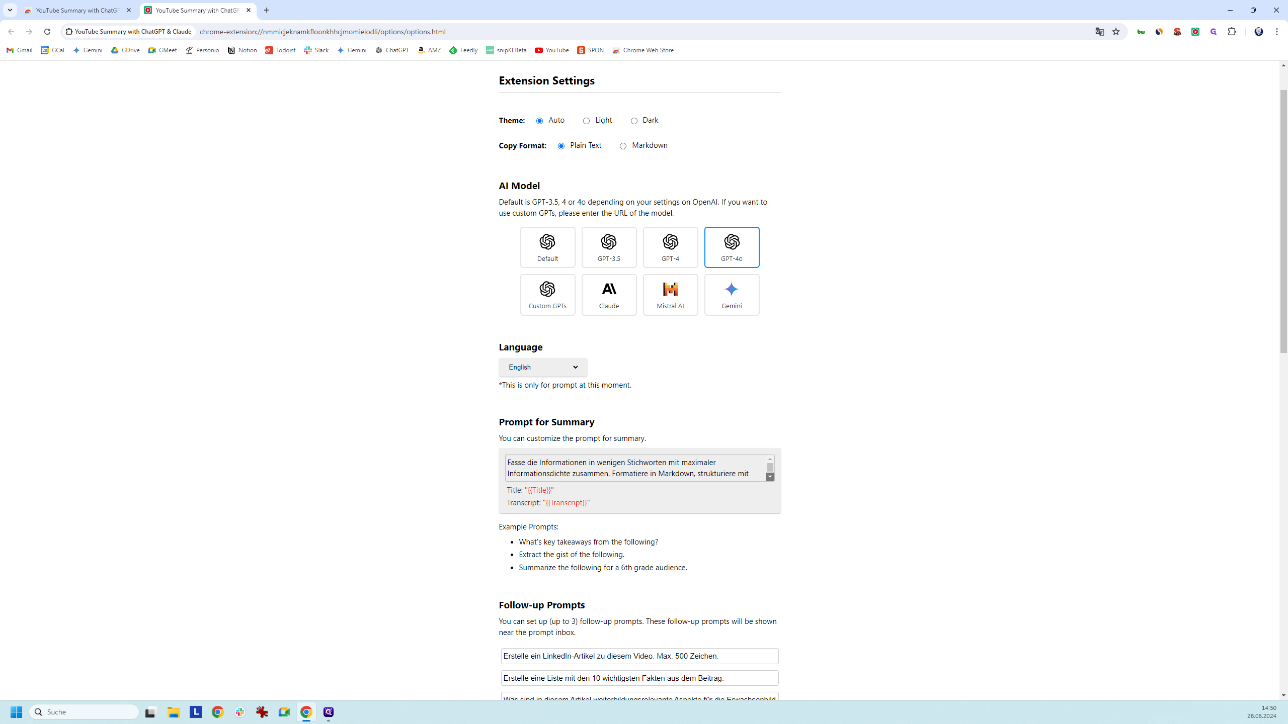 Step #5: Erstellt einen neuen besseren Prompt für die inhaltliche Zusammenfassung eines Videos oder einer Website.