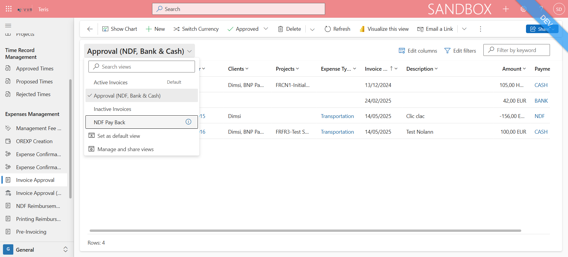 Step #2: Select "✓ NDF Pay Back"