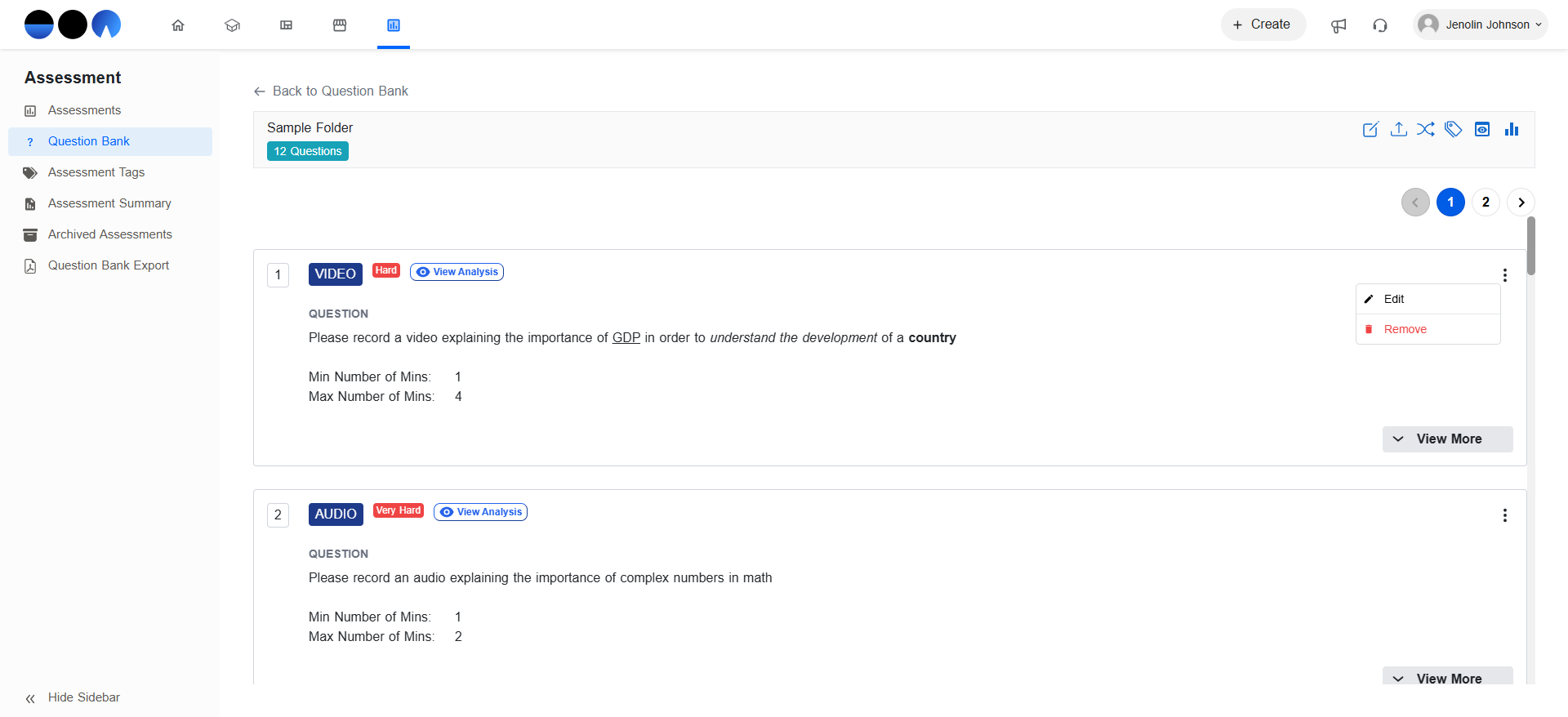 Step #12: Click the three dots to further 'edit' or 'remove' the questions.