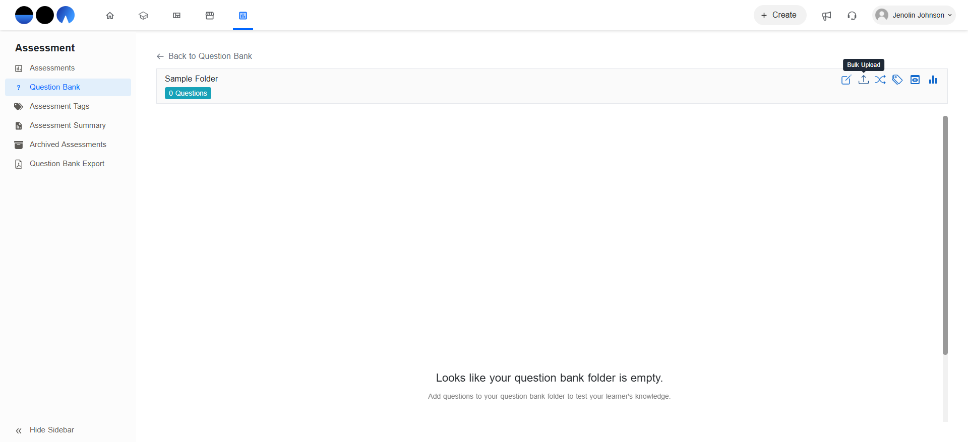 Step #5: Click the "Bulk Upload" icon inside the respective folder.