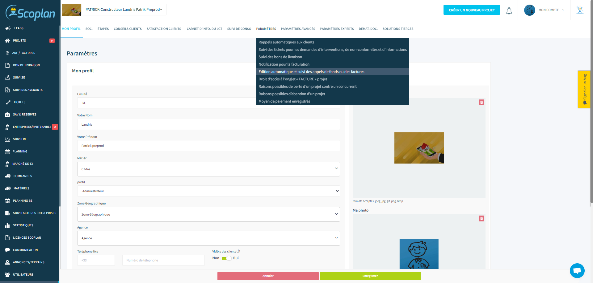 Step #2: Cliquez sur "Edition automatique et suivi des appels de fond et des factures"