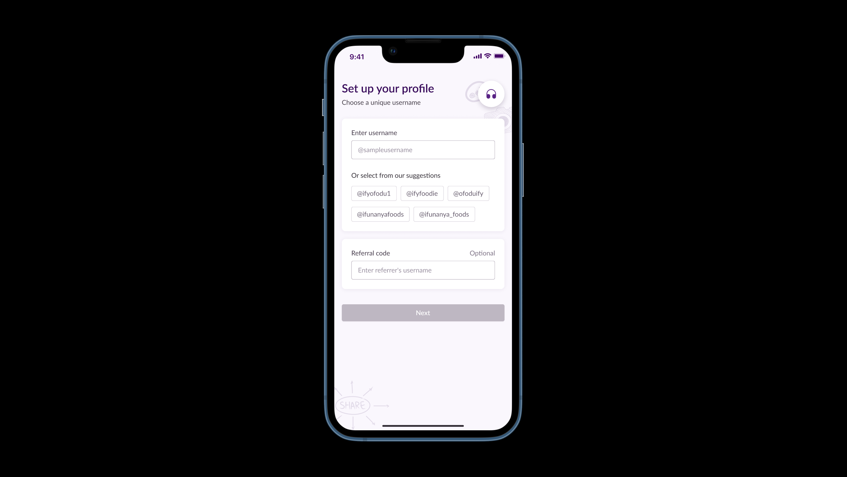 Step #7: To set up your account, type in a username of your choice