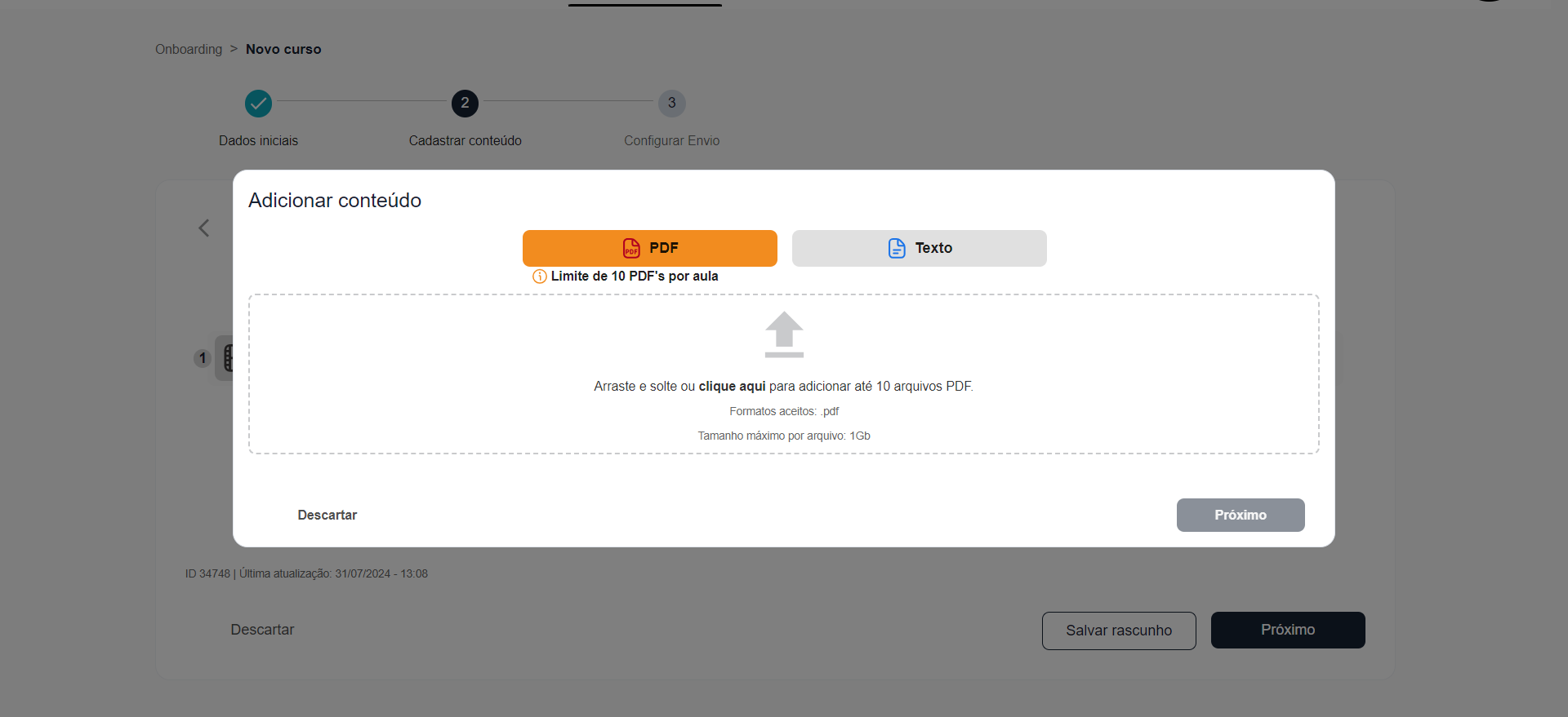 Step #16: Selecione o tipo de arquivo e faça o upload. 