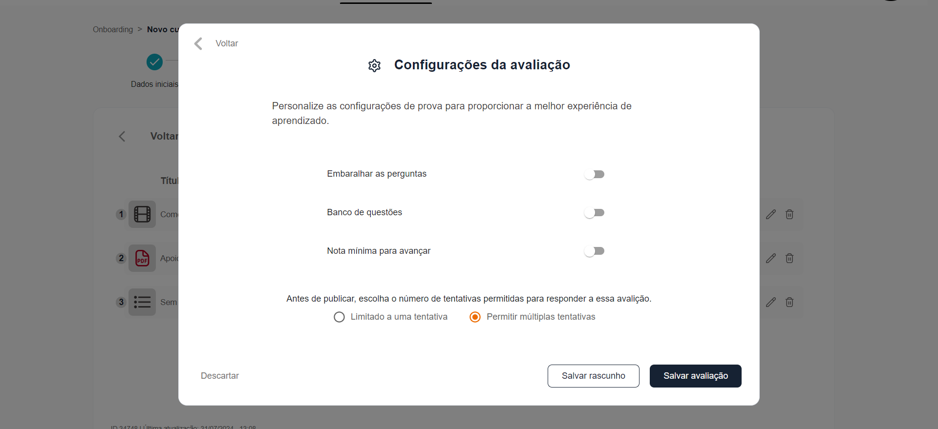 Step #29: Faça as configurações e clique em salvar.