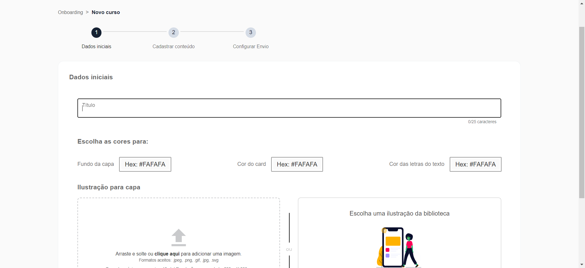 Step #5: Coloque um título e configure as cores.