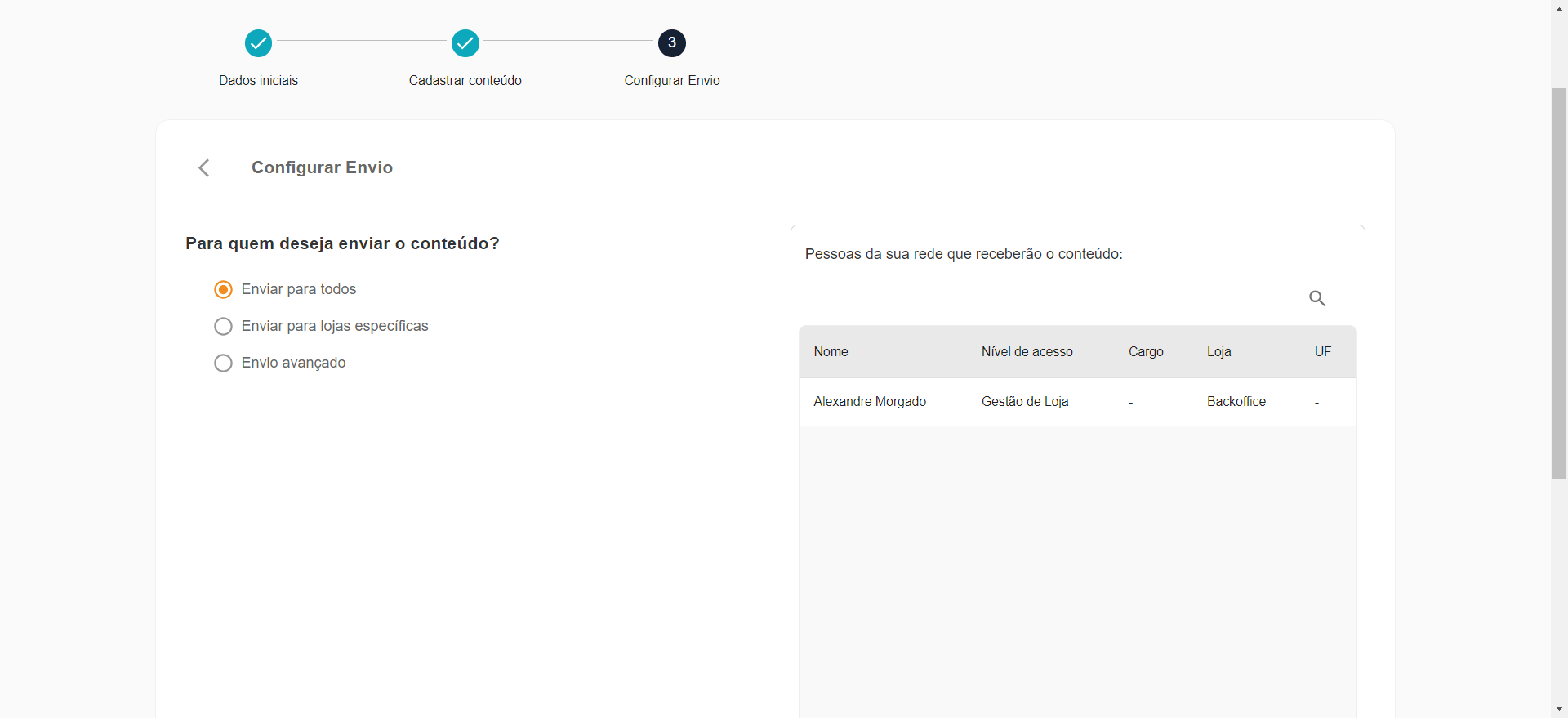 Step #31: Faça a configuração de envio