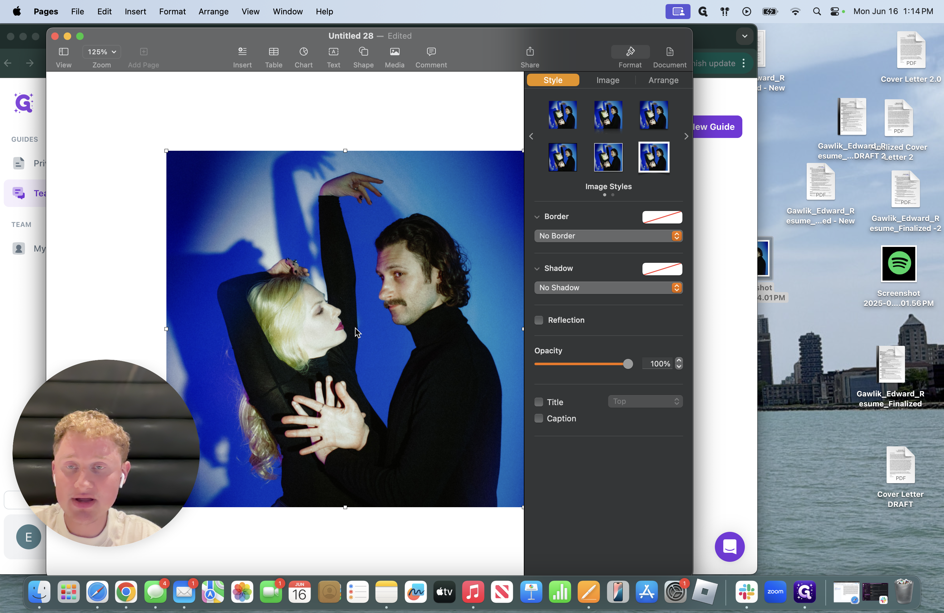 Step #9: Make sure the photo is now in your document and centered