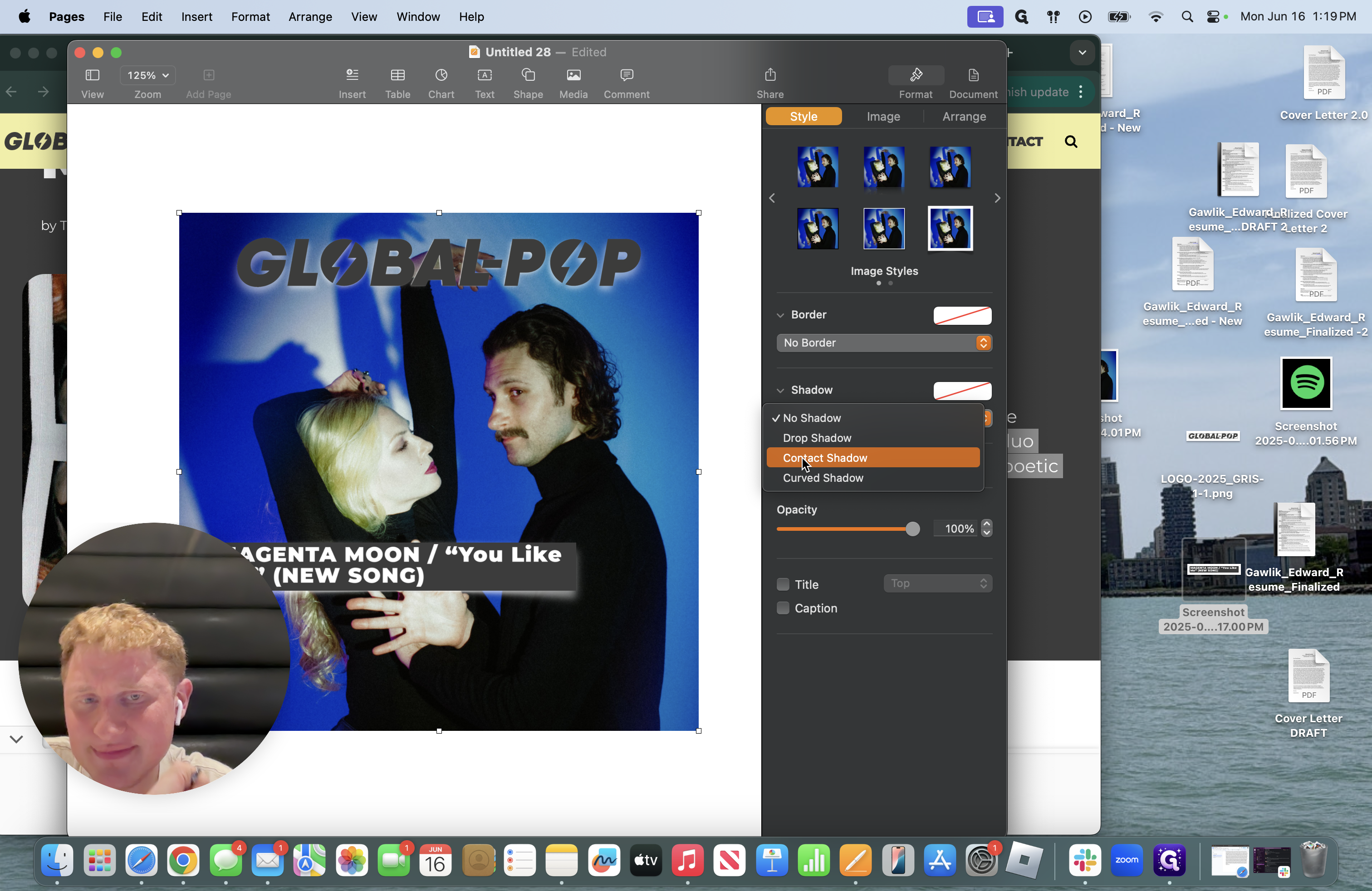 Step #27: Click on "Contact Shadow" to make the photo pop