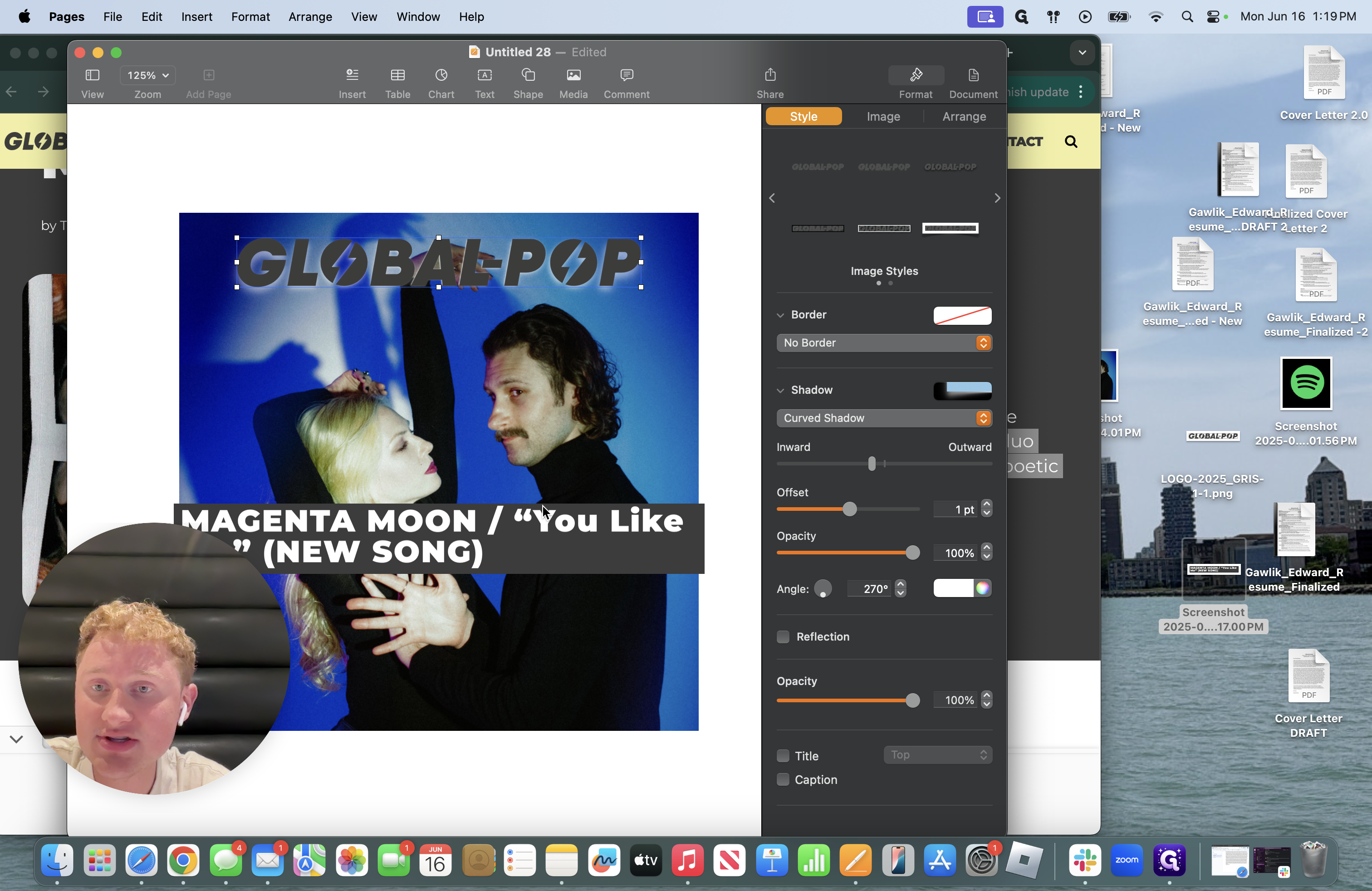 Step #25: Now click on the title of the article, formatting it to be centered and playing with the shadow as well, like you did with the media outlet title