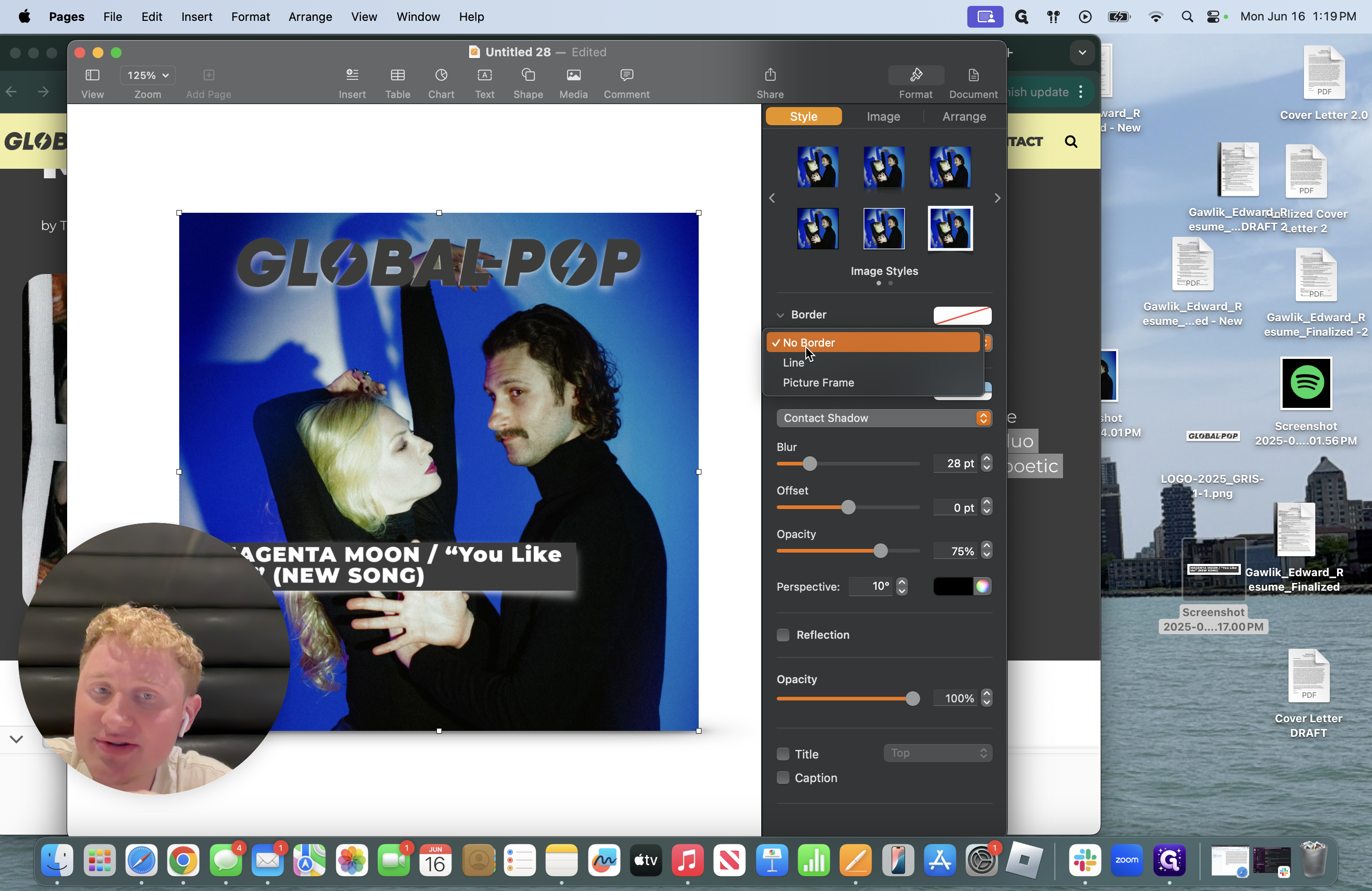 Step #28: Click on the photo where you then will be prompted with a border option and then hit "Border" and then "Line" to create one