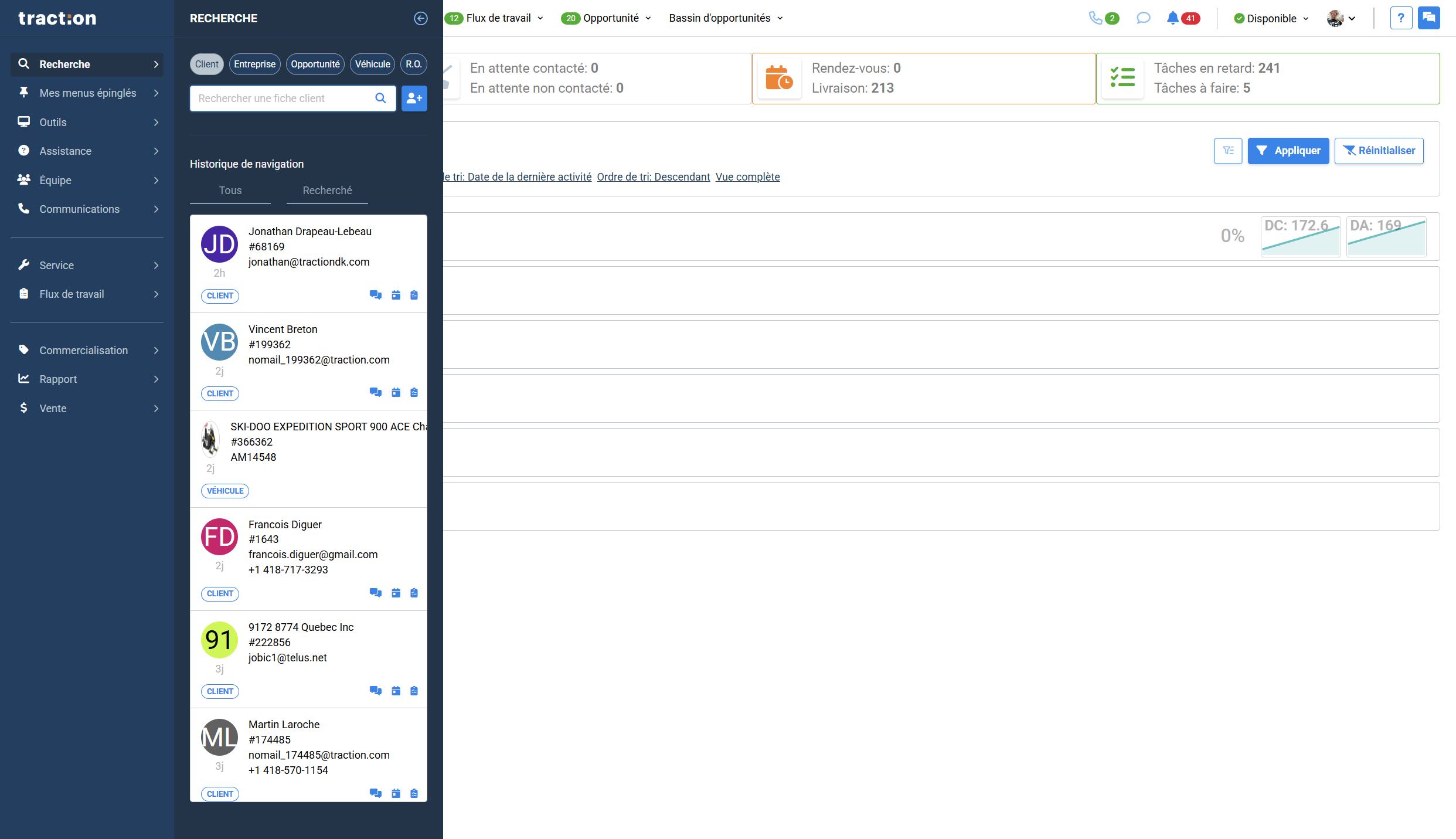 Step #2: Cliquer sur l'onglet Client si vous désirez accéder a la fiche d'un client