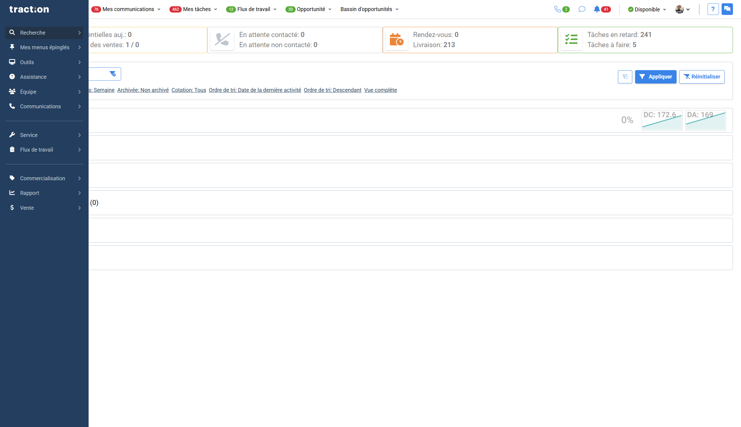 Step #1: Dans le menu principal de gauche, cliquer sur Recherche