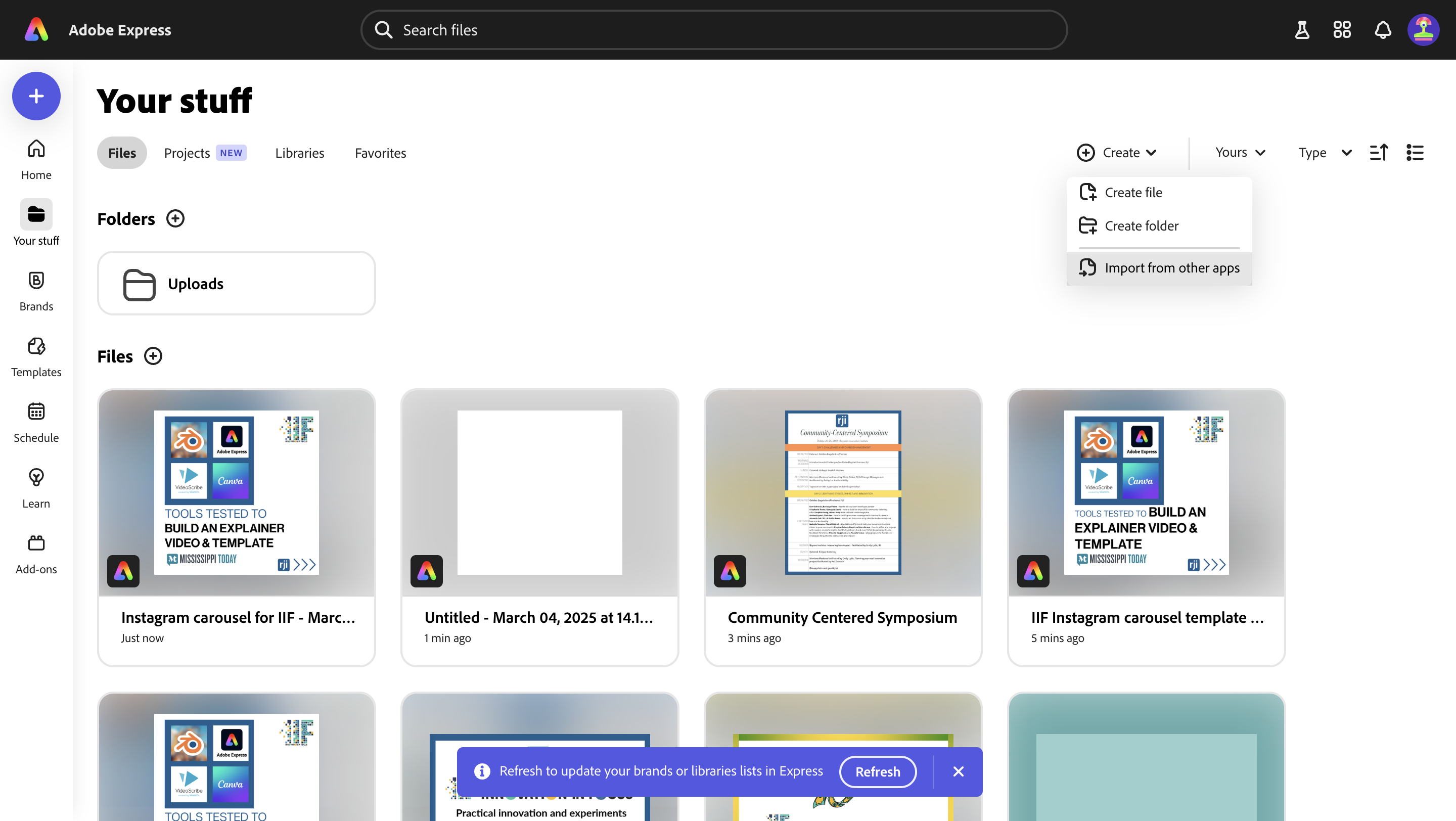 Step #20: Click on "Import from other apps"