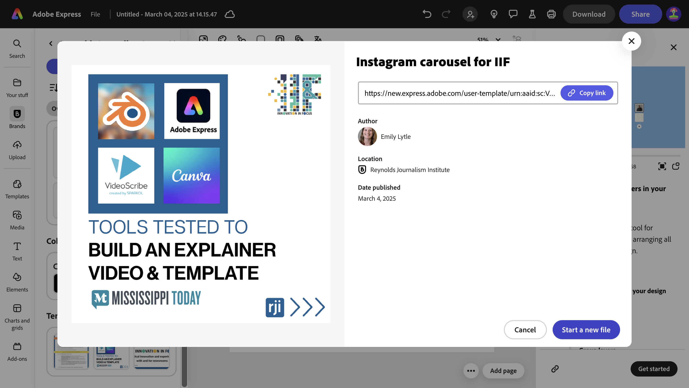Step #15: Click on "Start a new file"