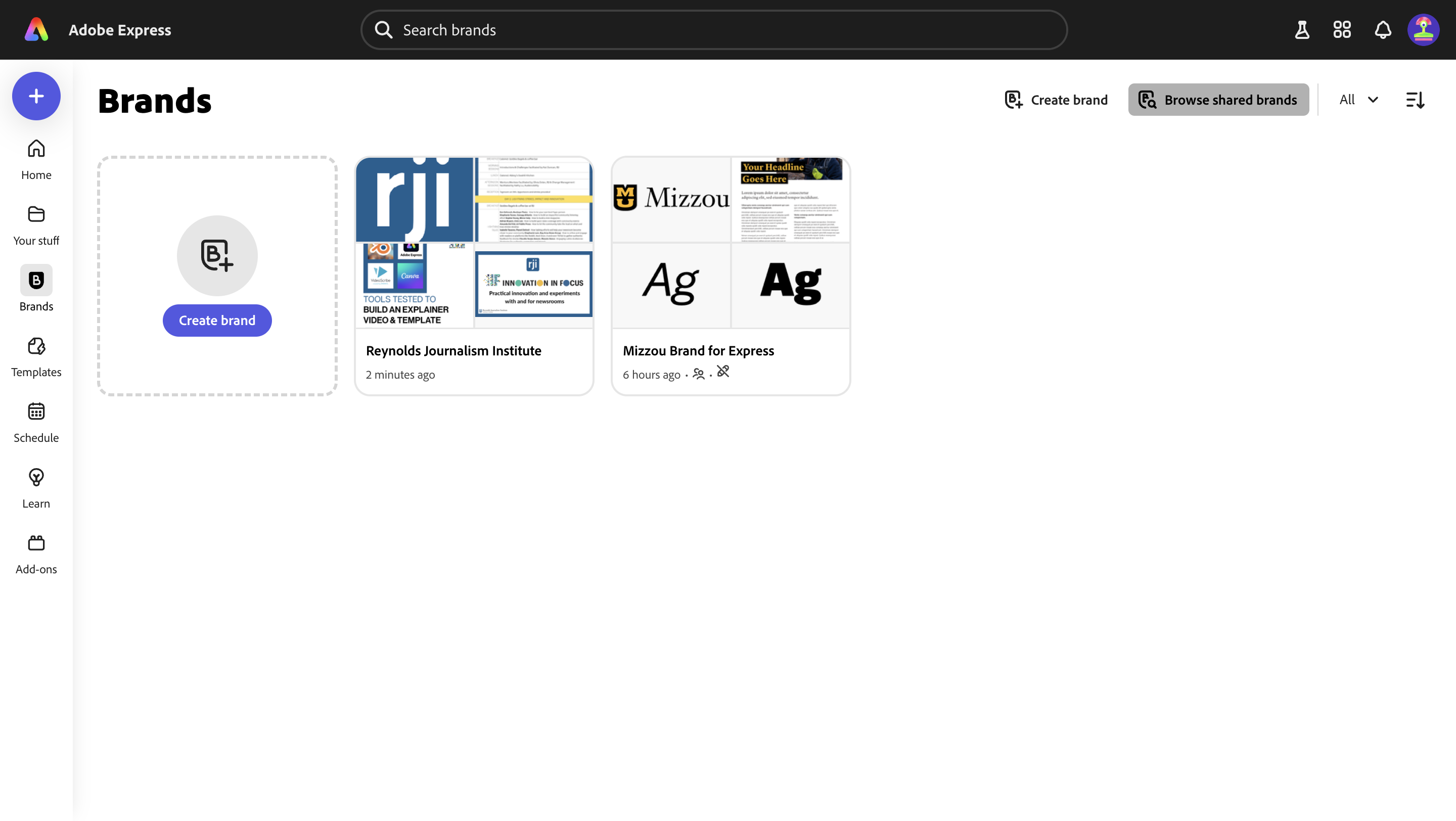 Step #3: Click on "Browse shared brands"