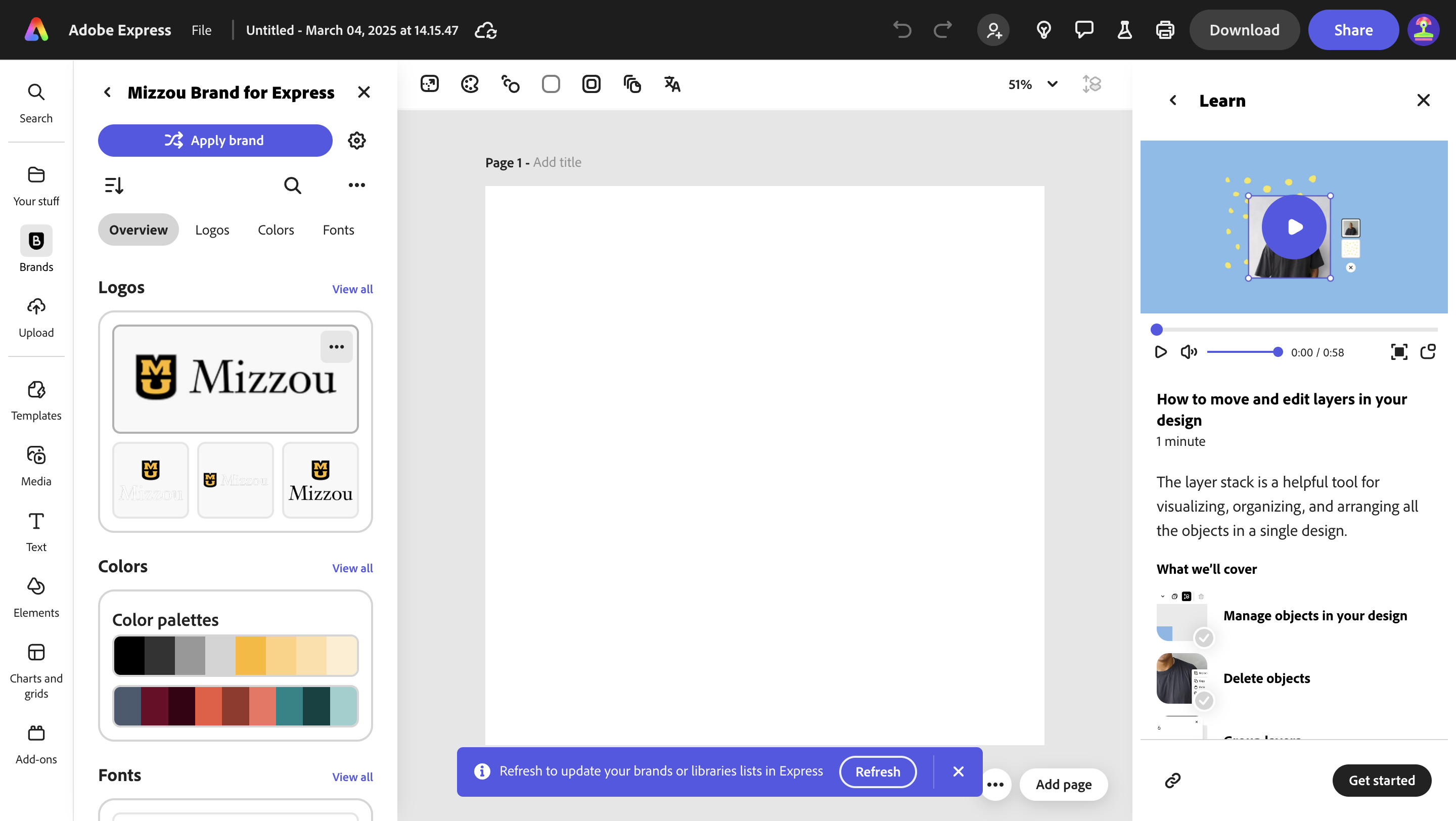 Step #11: Click and drag "Mizzou" to use that logo.